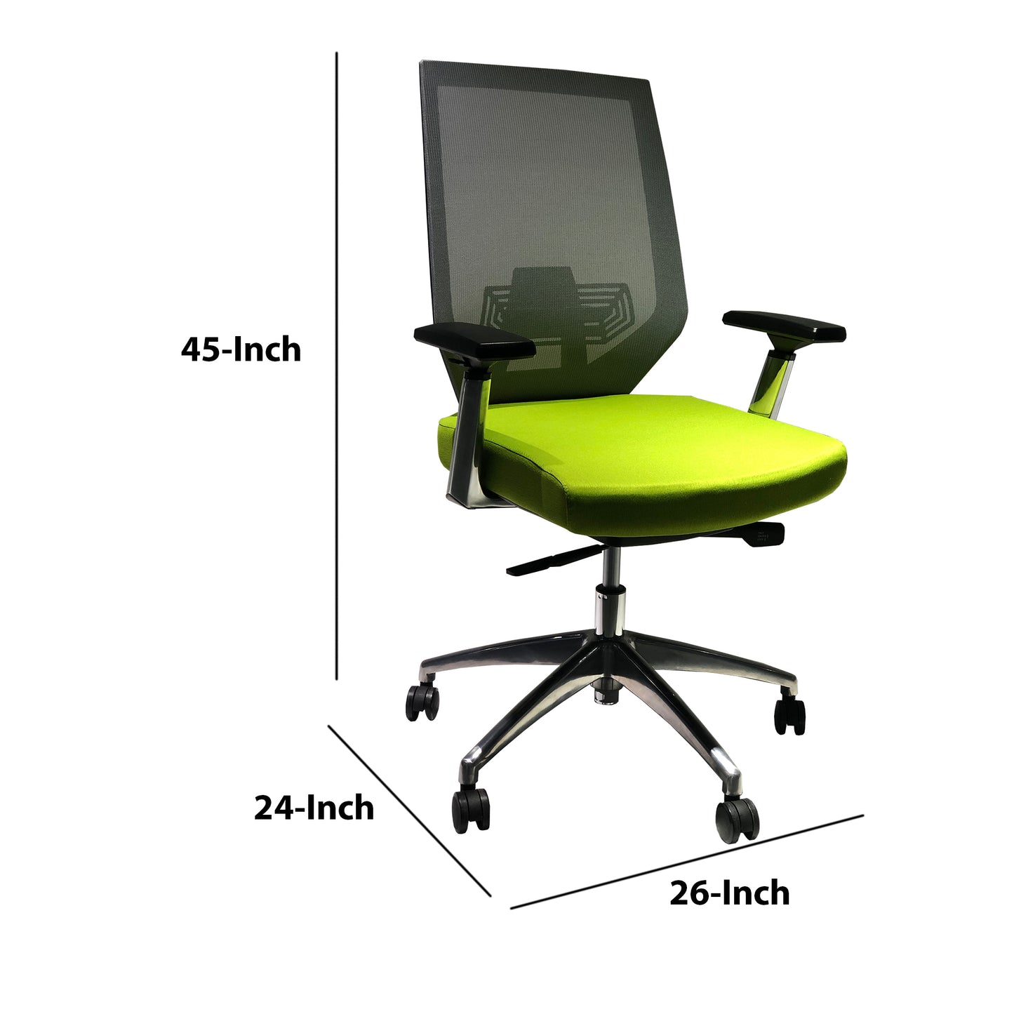 Adjustable Mesh Back Ergonomic Office Swivel Chair with Padded Seat and Casters, Green and Gray