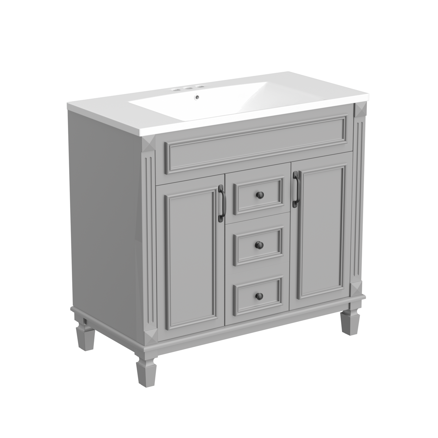 36'' Bathroom Vanity without Top Sink, Cabinet only, Modern Bathroom Storage Cabinet with 2 Soft Closing Doors and 2 Drawers(NOT INCLUDE BASIN SINK)