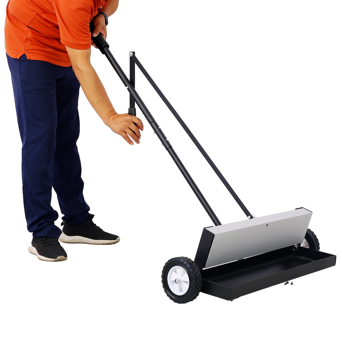 24'' Rolling Magnetic Pick-Up Sweeper, Heavy Duty Push-Type with Release, for Nails Needles Screws Collection,100 Pound Capacity