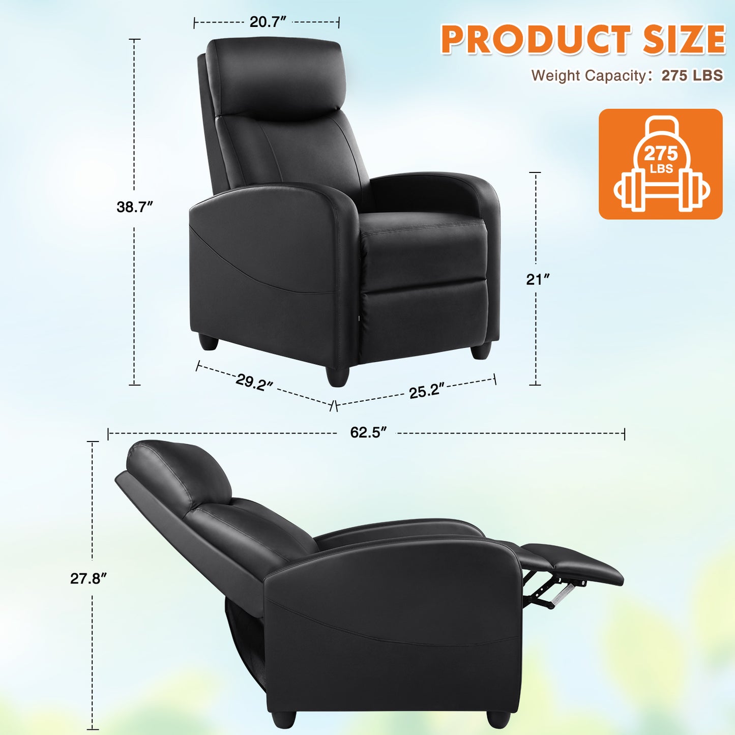 Ultimate Comfort Massage Recliner Chair with Adjustable Footrest and Lumbar Support