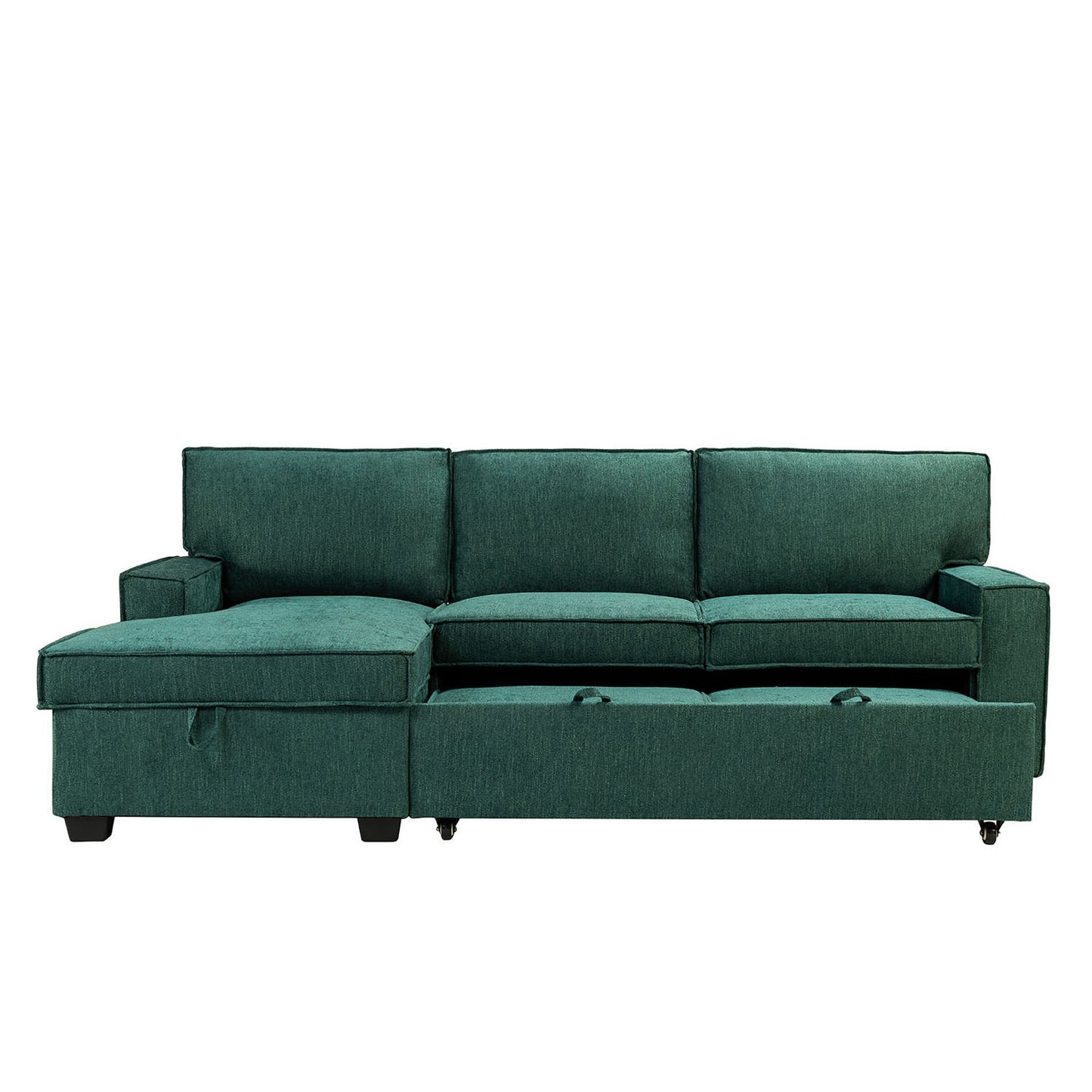 Celadon Pull Out Sleeper Sofa & Chaise-TEAL