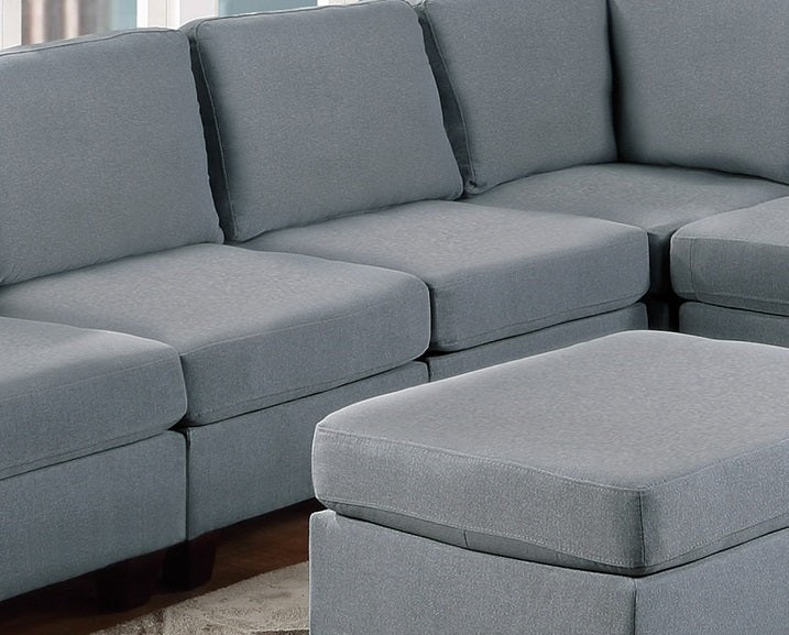 Versatile 9-Piece Grey Linen Sectional Sofa Set with Ottomans