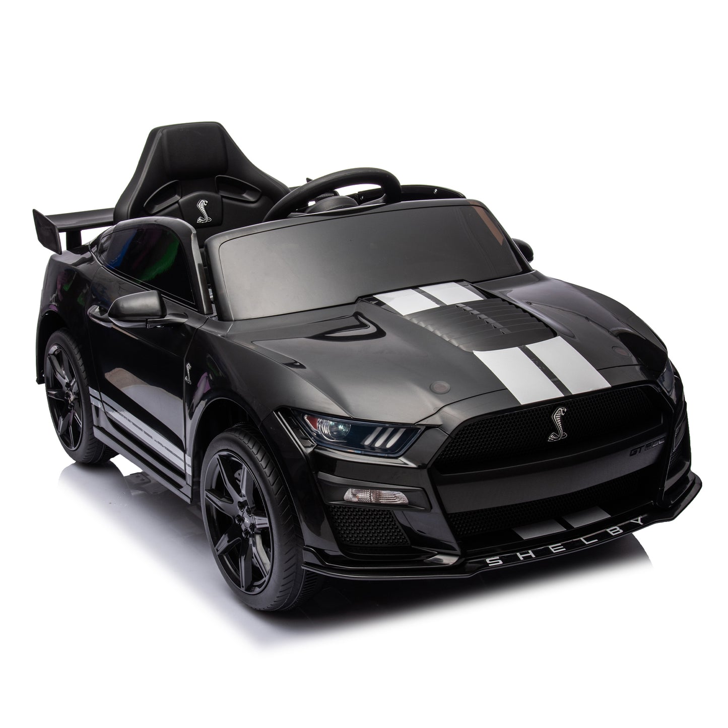 12V Ford Mustang Shelby GT500 ride on car with Remote Control 3 Speeds, Electric Vehicle Toy for Kid,LED Lights, Radio, AUX/USB MP3 Music,safe belt,Age3+