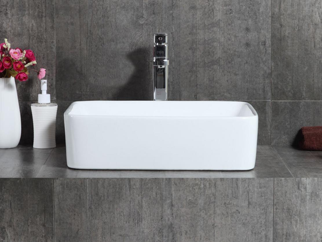 Vessel Bathroom Sink Basin in White Ceramic Single Basin Ceramic Farmhouse Kitchen Sink with Basket Strainer