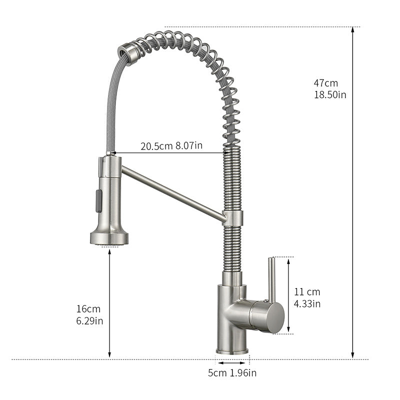 Kitchen Faucet with Pull Down Sprayer Brushed Nickel Stainless Steel Single Handle 
 Kitchen Sink Faucets