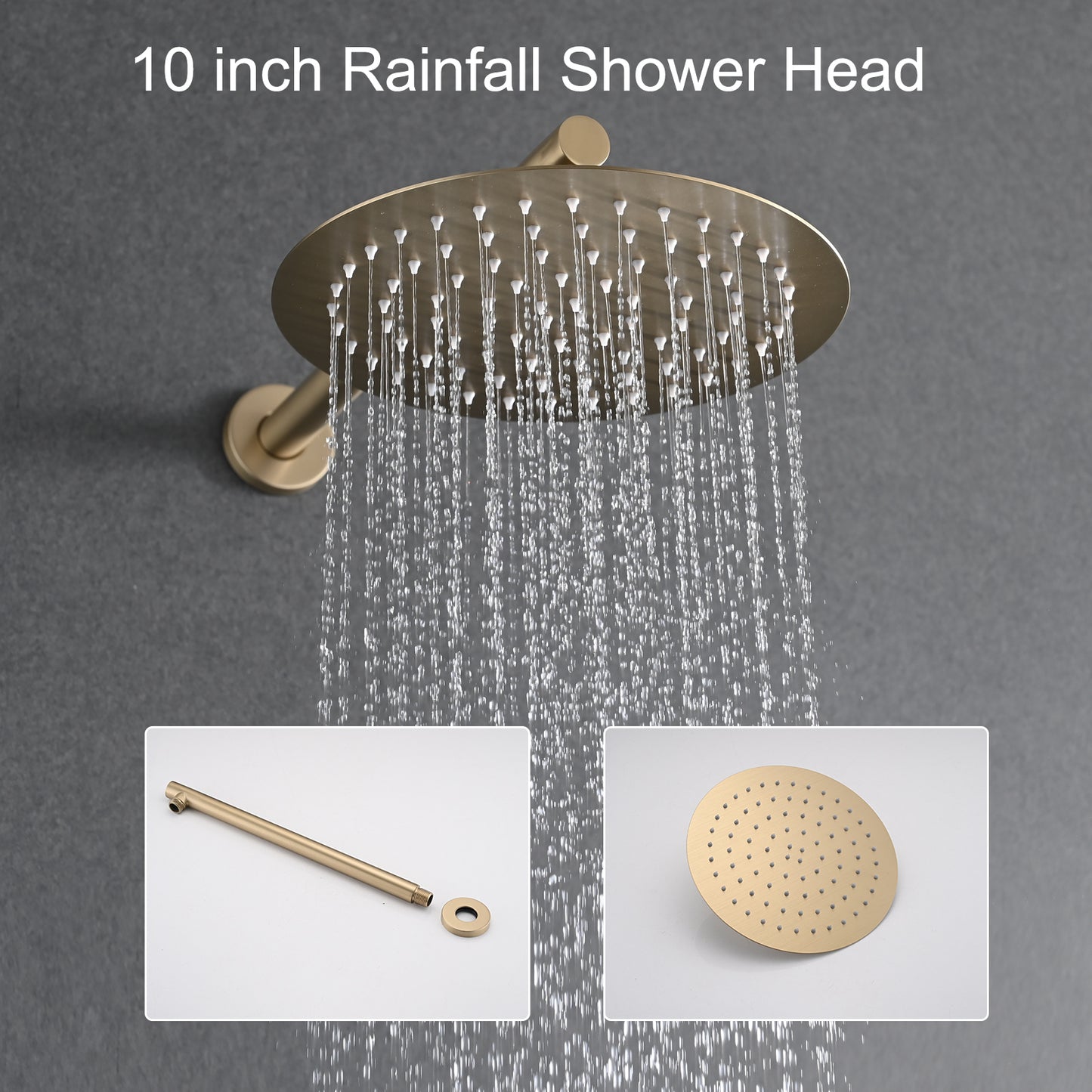 10 Inches Wall Mounted Shower Set with High Pressure Rain Shower Head and 5-Function Handheld Shower Head