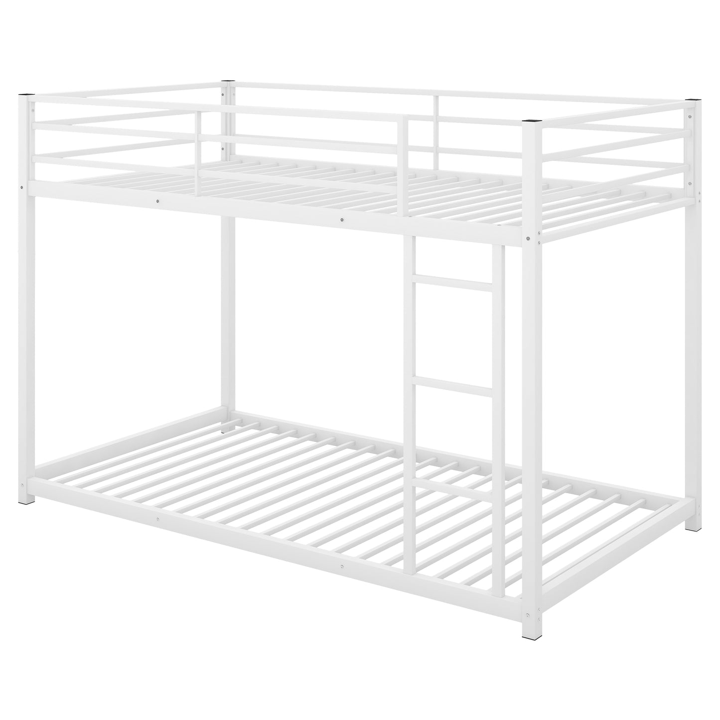 Metal Bunk Bed with Ladder, Twin over Twin, White Finish - Stylish and Functional Twin Metal Bunk Bed