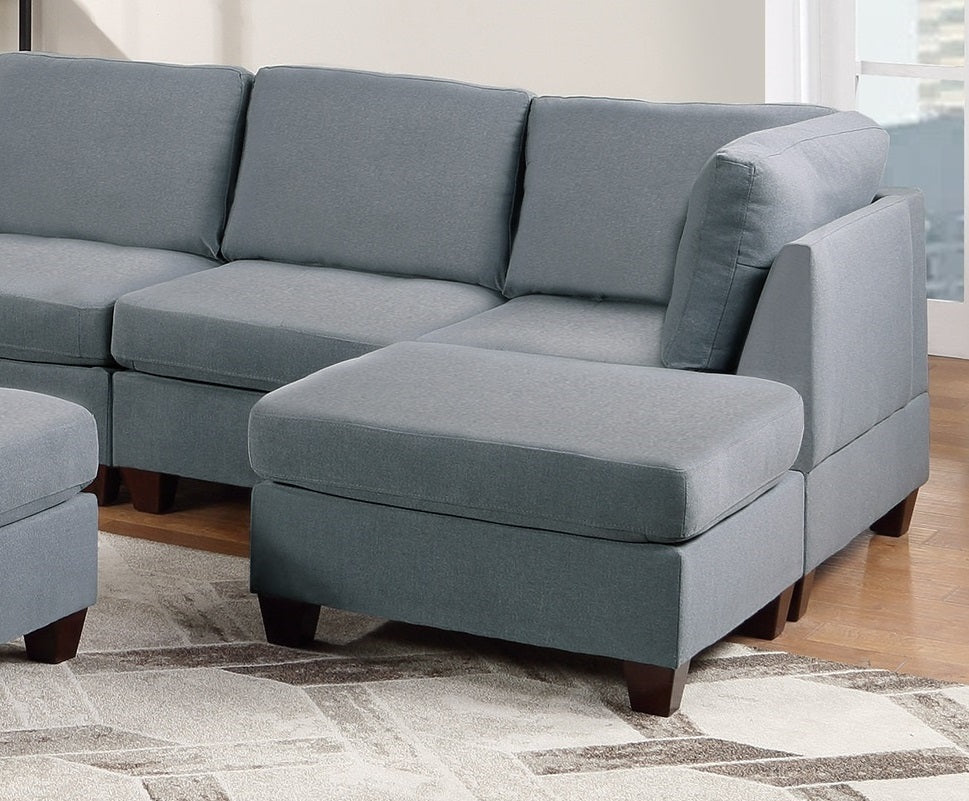 Versatile 9-Piece Grey Linen Sectional Sofa Set with Ottomans