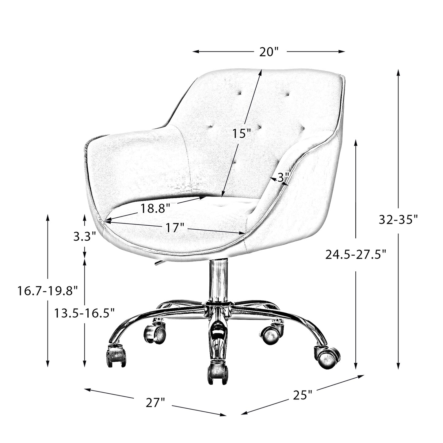 Somnus Task Chair With Tufted Back and Golden Base