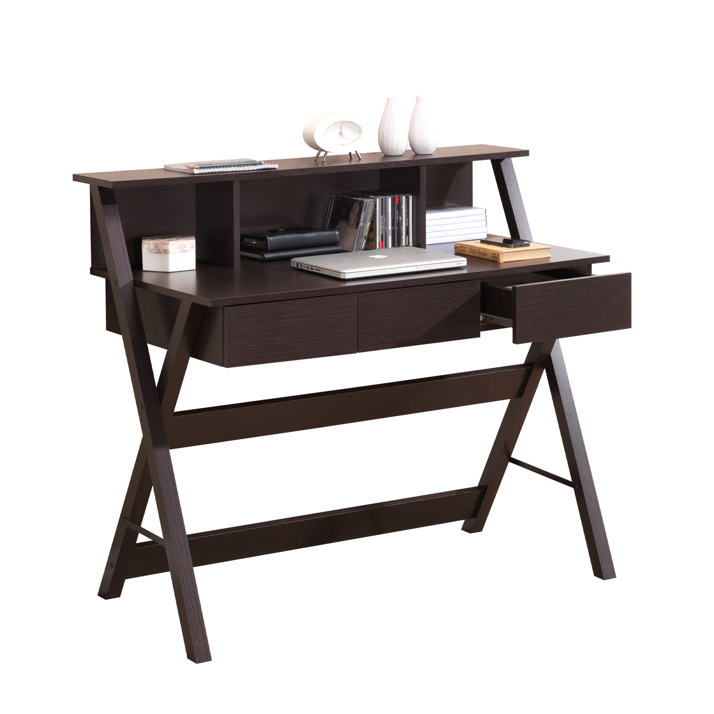 Elegant Writing Desk with Ample Storage in Wenge Wood