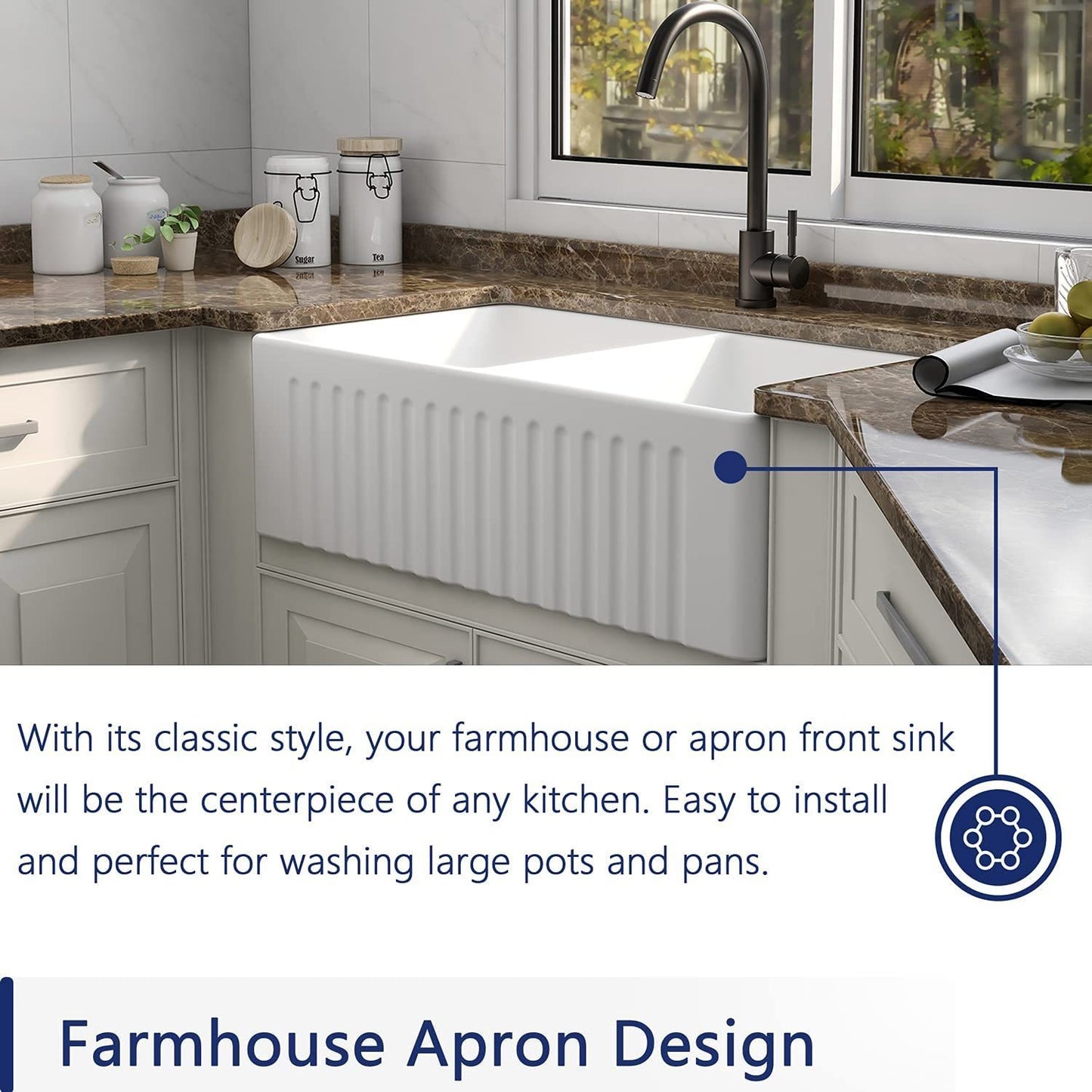 Elegant White Ceramic Farmhouse Kitchen Sink