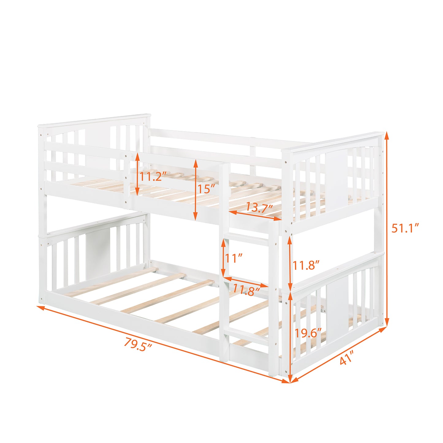 White Twin Bunk Bed with Ladder for Space-Saving Comfort