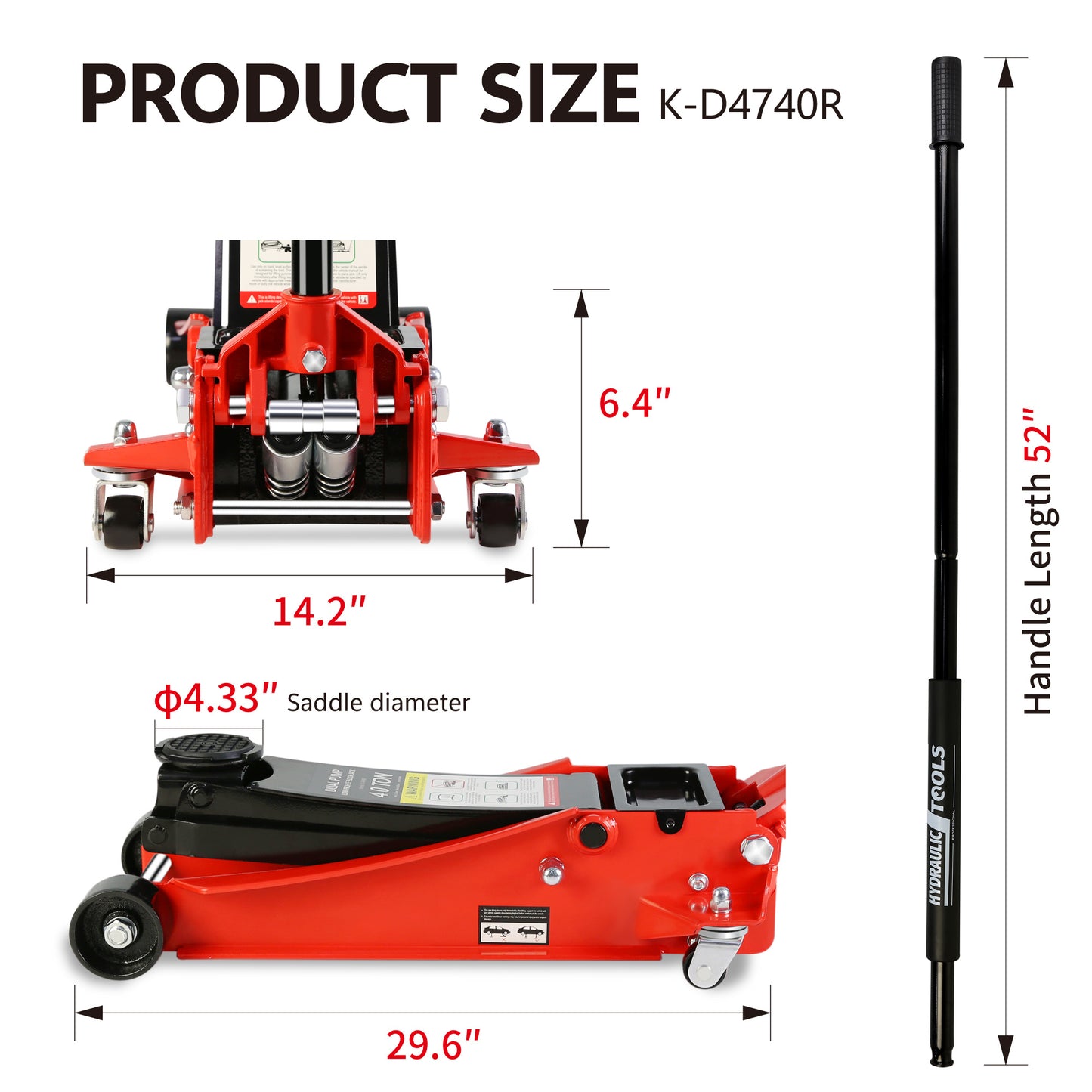 Heavy-Duty 4 Ton Low Profile Racing Floor Jack With Quick Dual Piston Pump