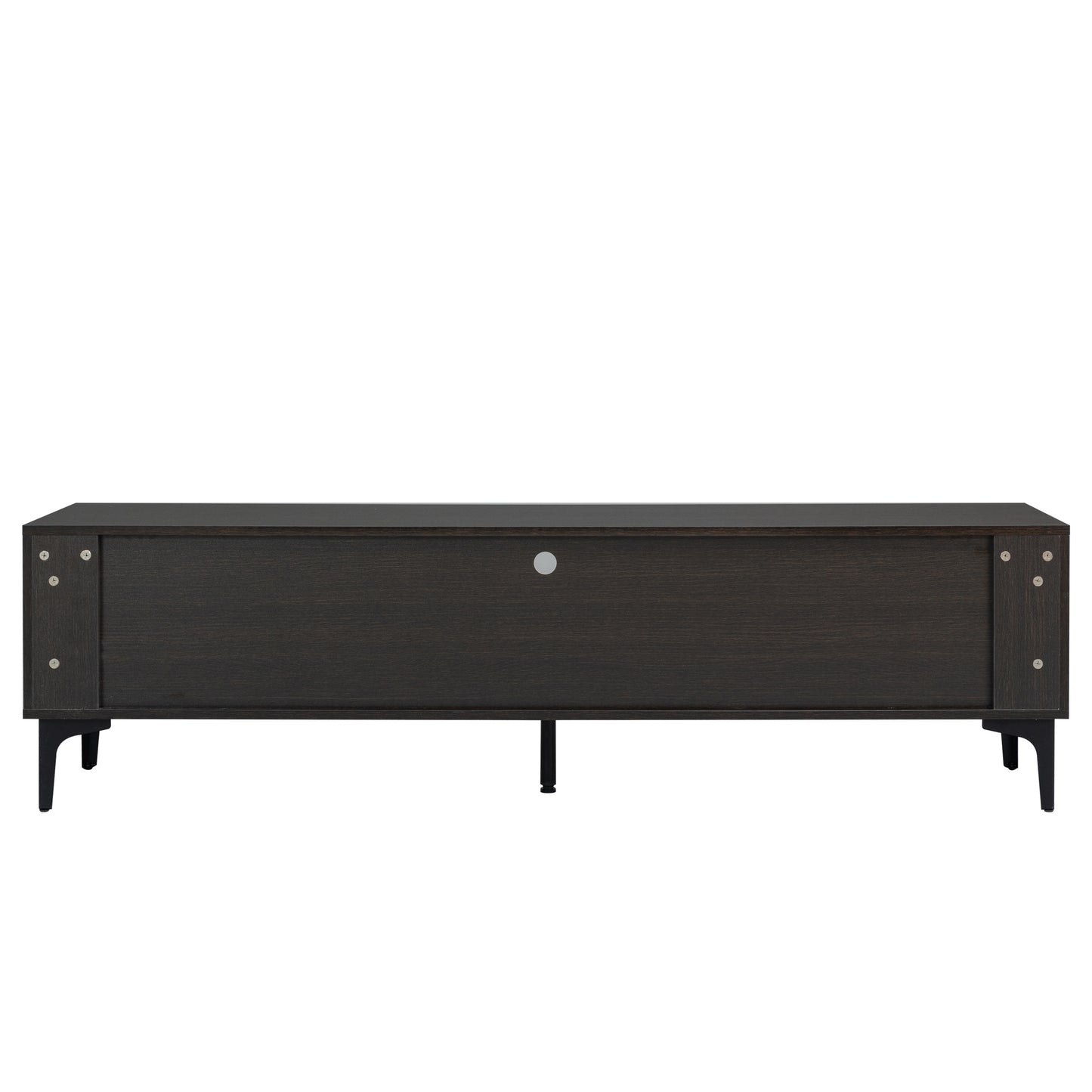 Entertainment Center TV Console with LED Lights and Drawers, Antique Brown and Black Stand