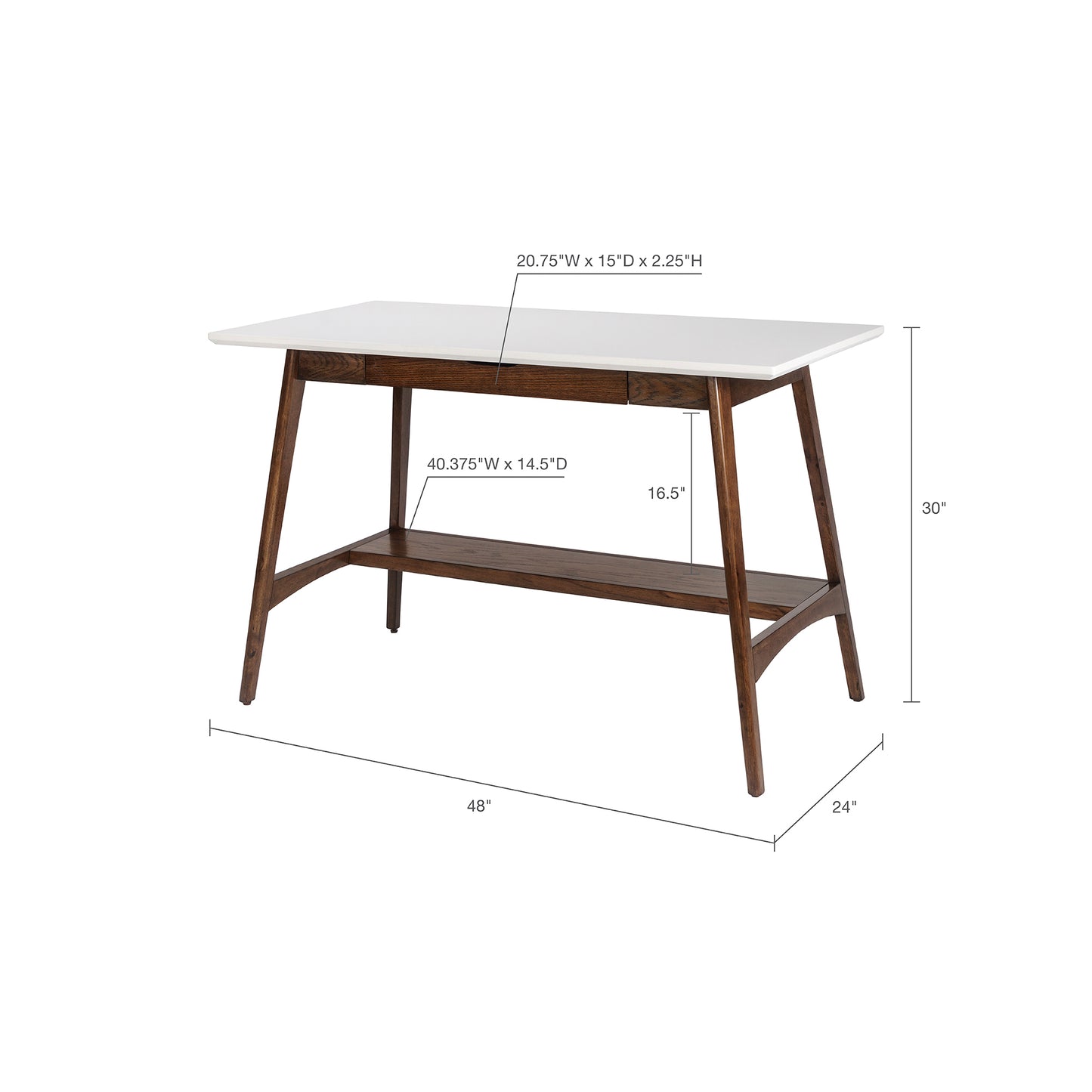 Parker Writing Desk with Off-White Finish and Pecan Wood Base