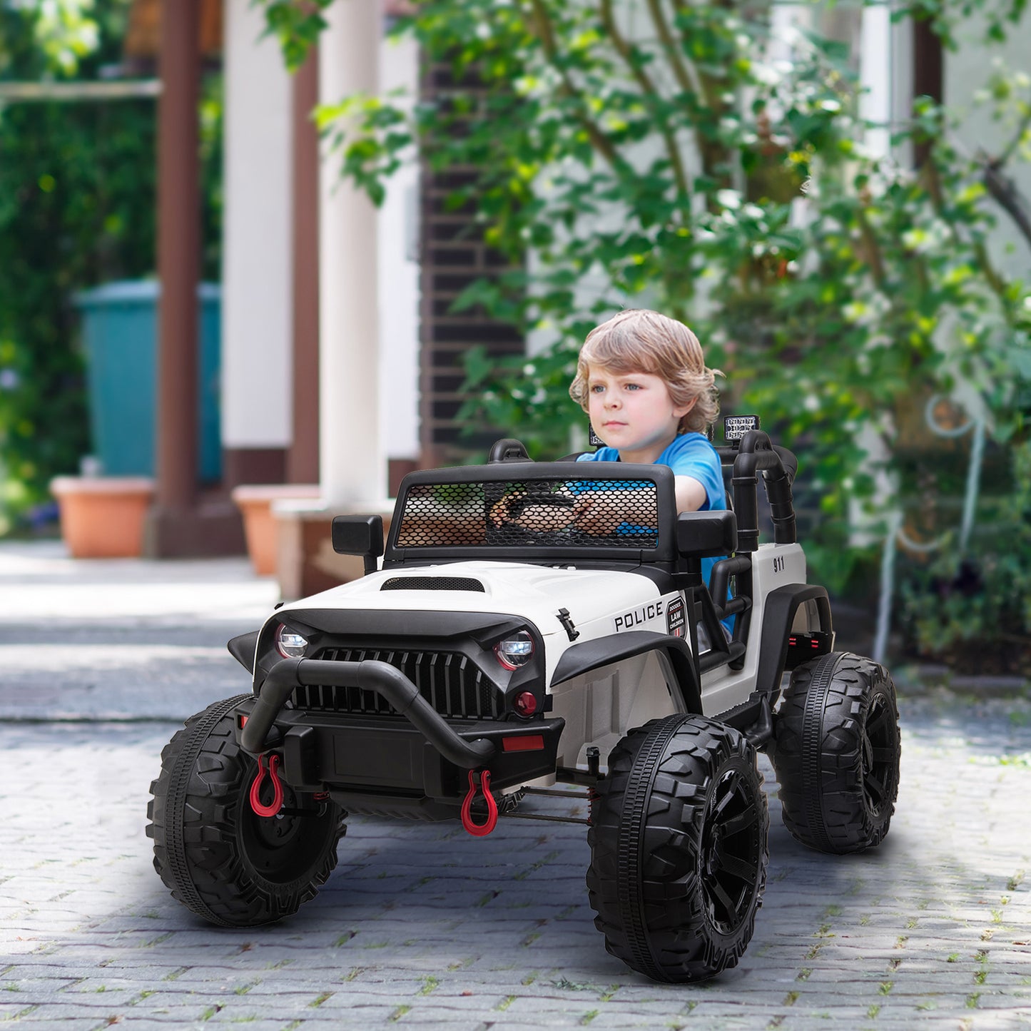 Aosom Kids Ride On Car 12V Battery-Powered Electric Truck with Wide Seat, Parent Remote Control & Music, White