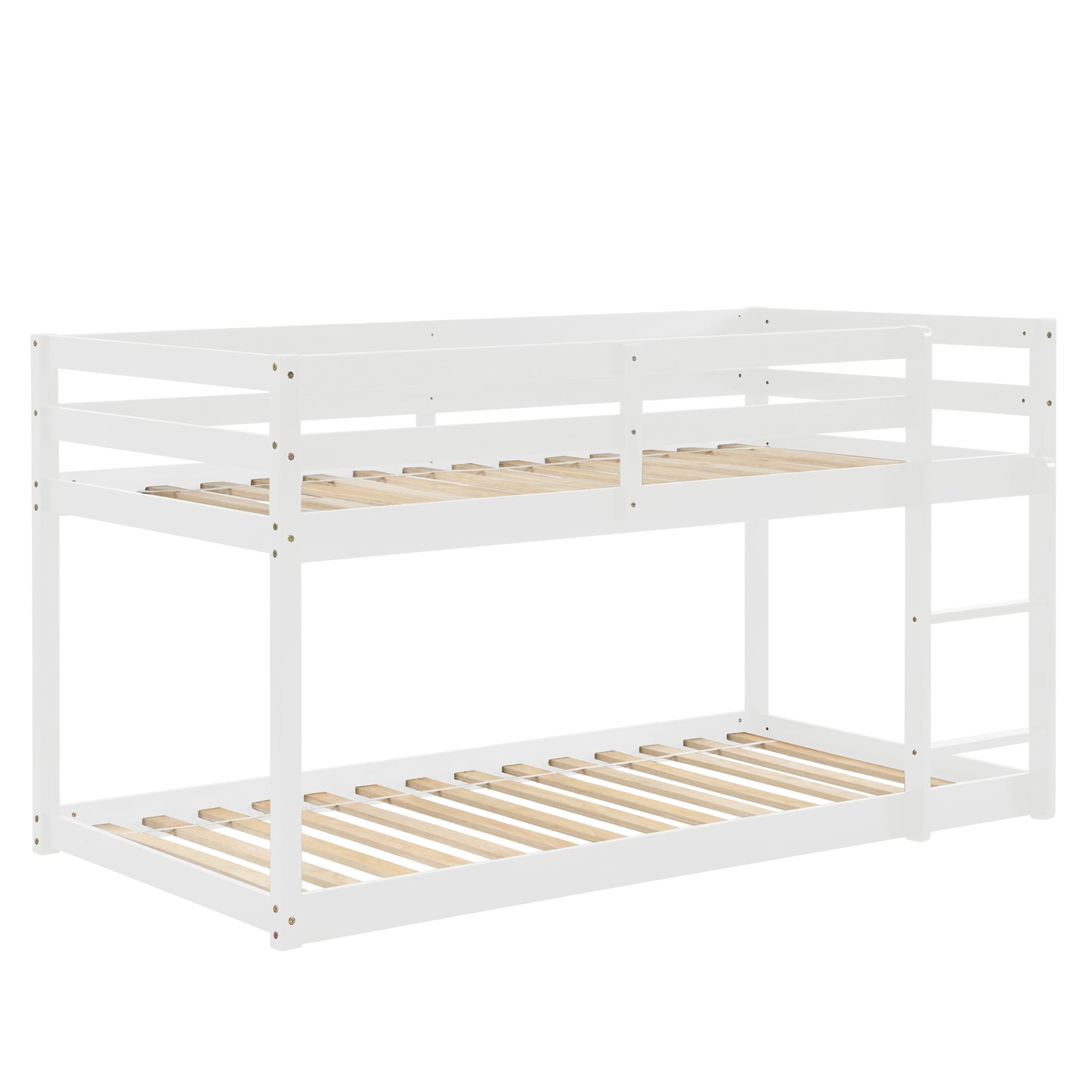 White Low Height Twin over Twin Bunk Bed