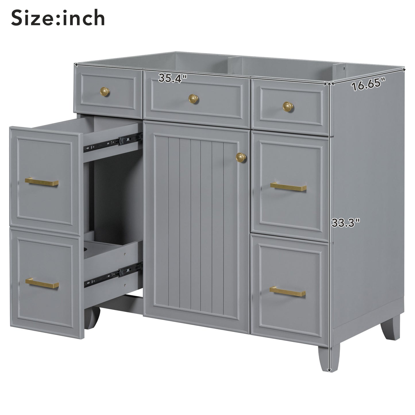 [Cabinet Only] 36" Bathroom Vanity-Gray(Sink not included)