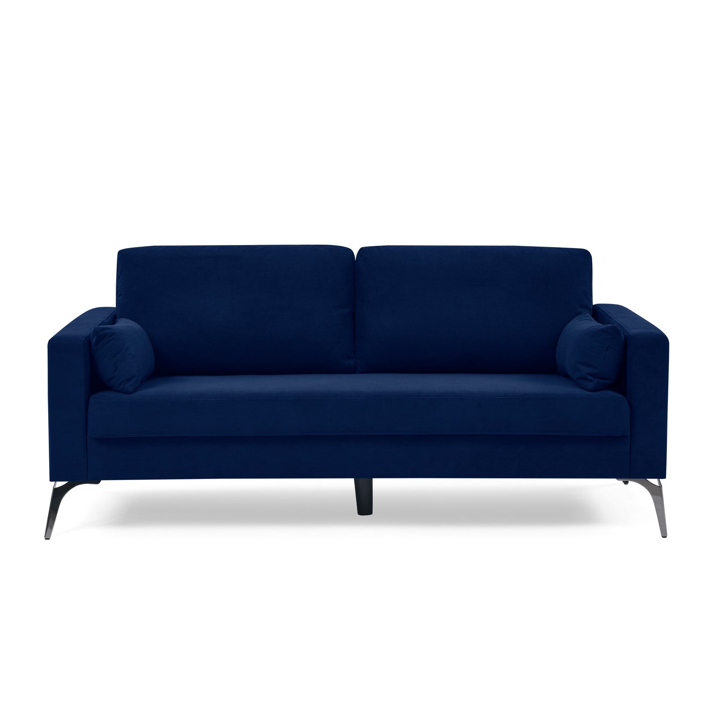 Navy Corduroy 3-Seater Sofa with Minimalist Design and High Resilience Cushioning