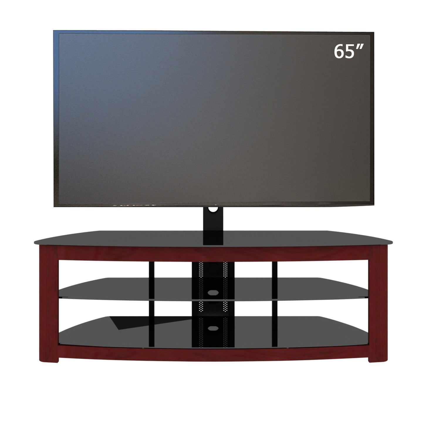 Stylish Walnut TV Stand with 2 Tier Storage and 65 TV Capacity