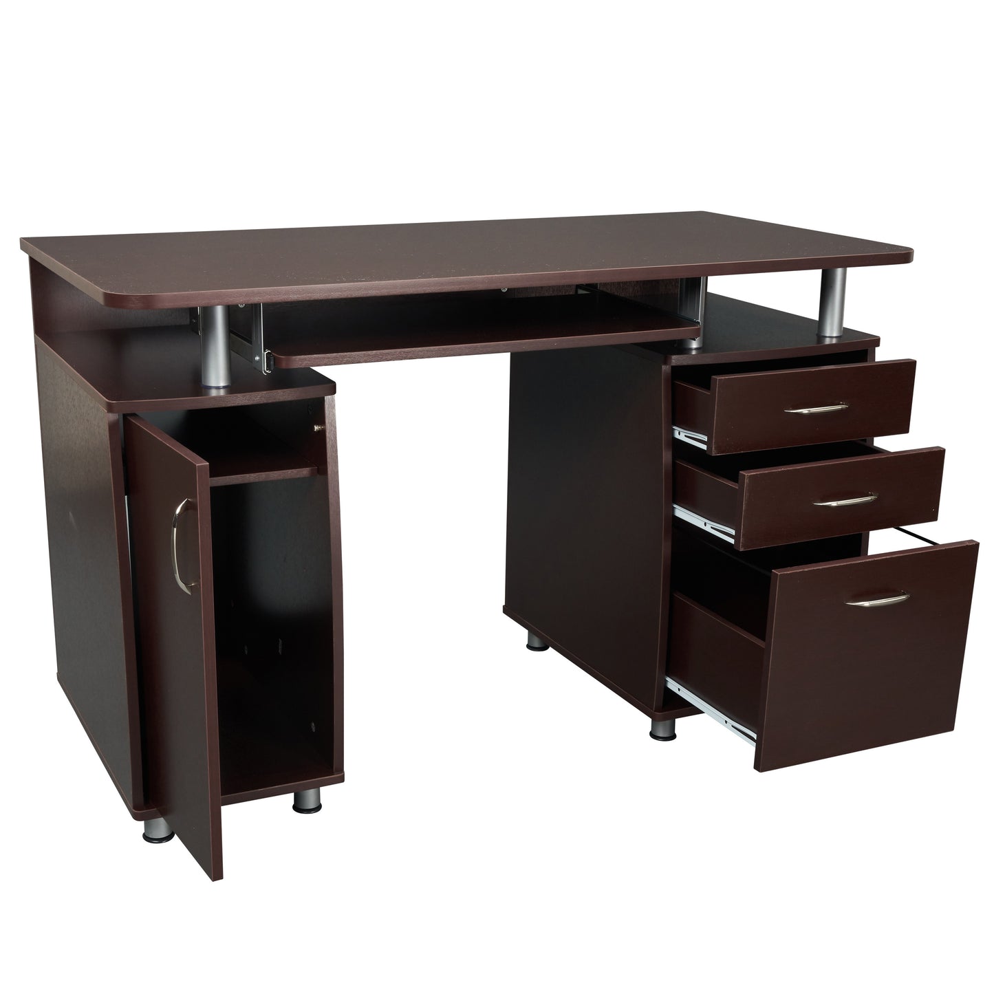 Chocolate Computer Desk with Efficient Storage and Enhanced Functionality