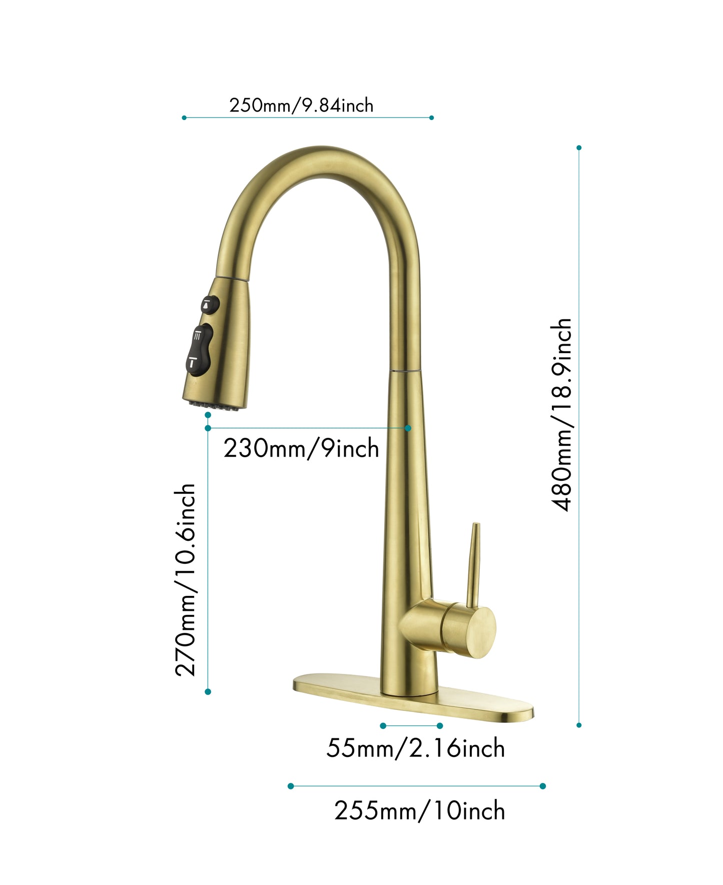 Gold Kitchen Faucets with Pull Down Sprayer, Kitchen Sink Faucet with Pull Out Sprayer, Fingerprint Resistant, Single Hole Deck Mount, Single Handle Copper Kitchen Faucet,