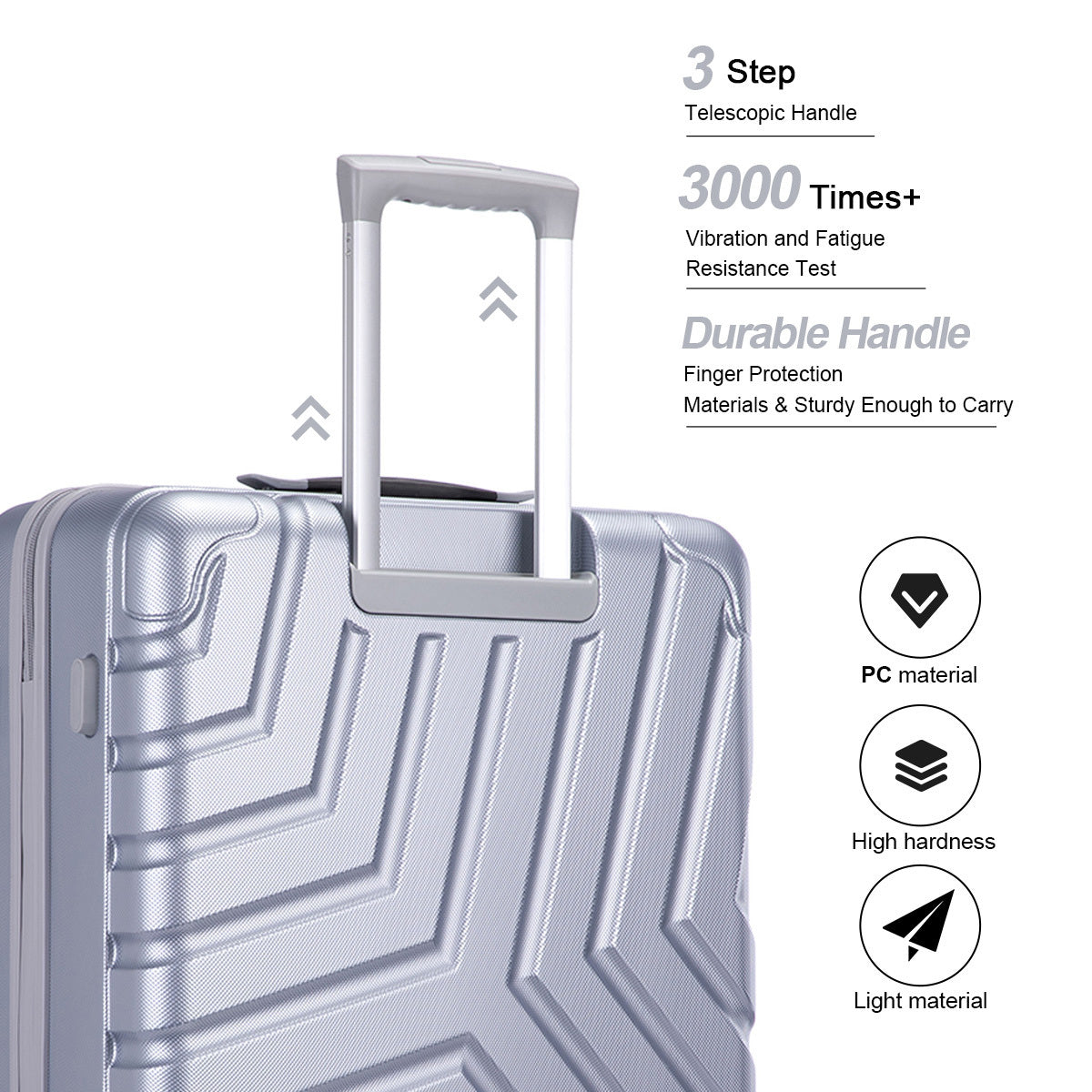 Pure PC 16" Hard Case Luggage Computer Case With Universal Silent Aircraft Wheels Silver