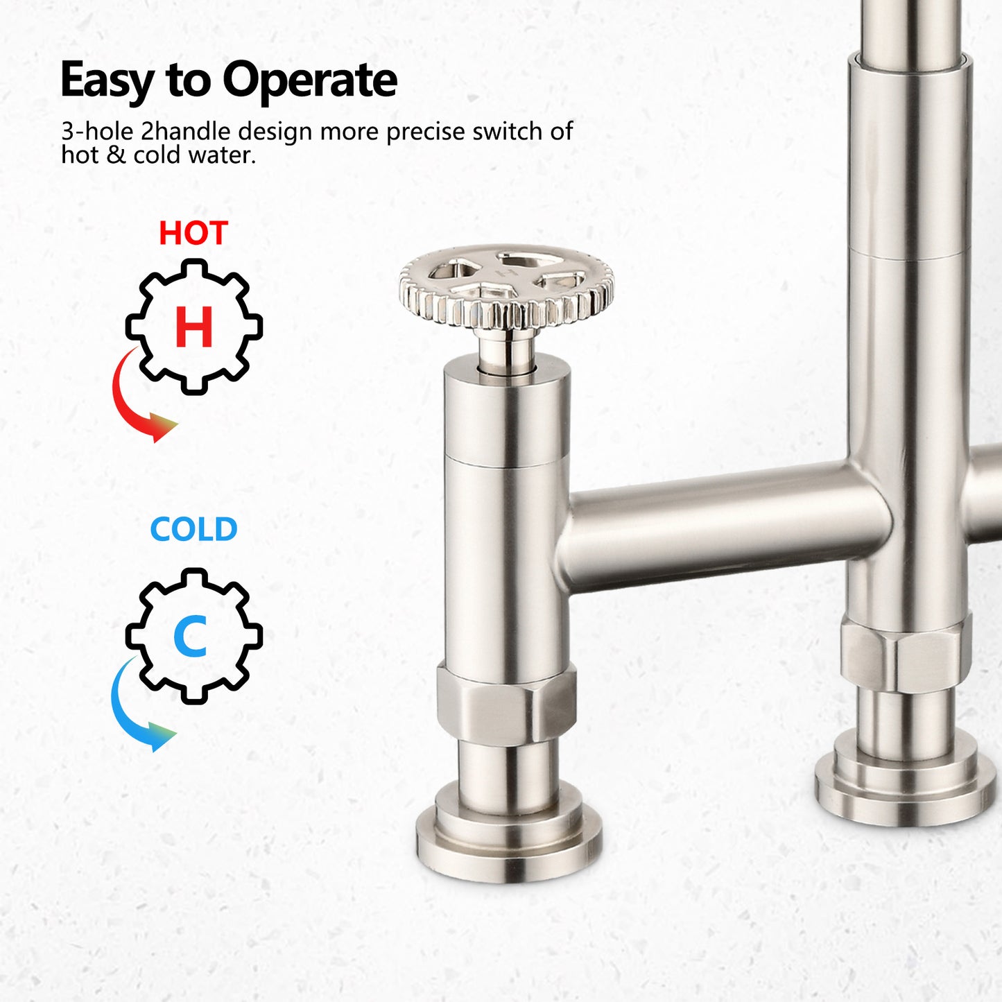 Double Handle Bridge Kitchen Faucet with Side Spray