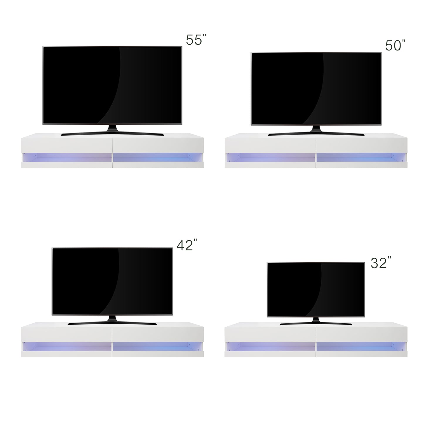 180 White LED Wall Mounted TV Stand with 20 Color Options