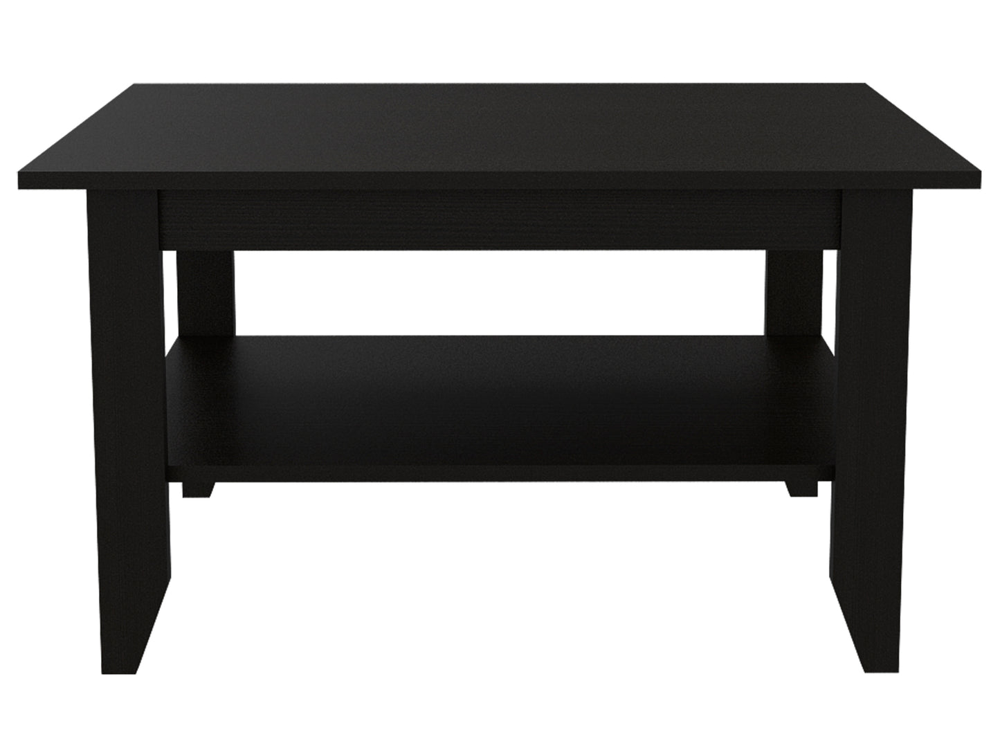 Sleek Black Coffee Table with One Shelf and Four Legs