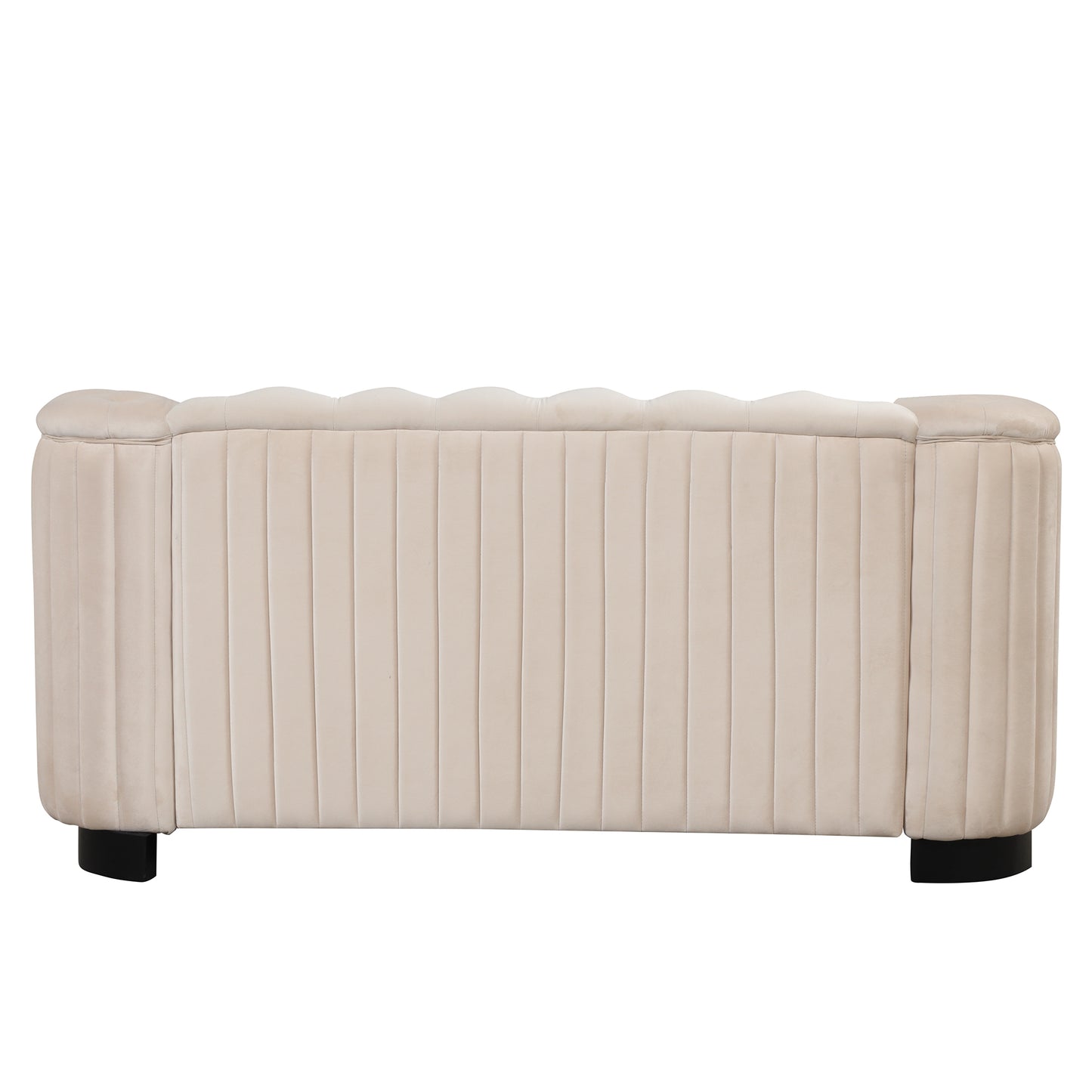 Elegant Beige Velvet Upholstered 2-Person Loveseat Sofa