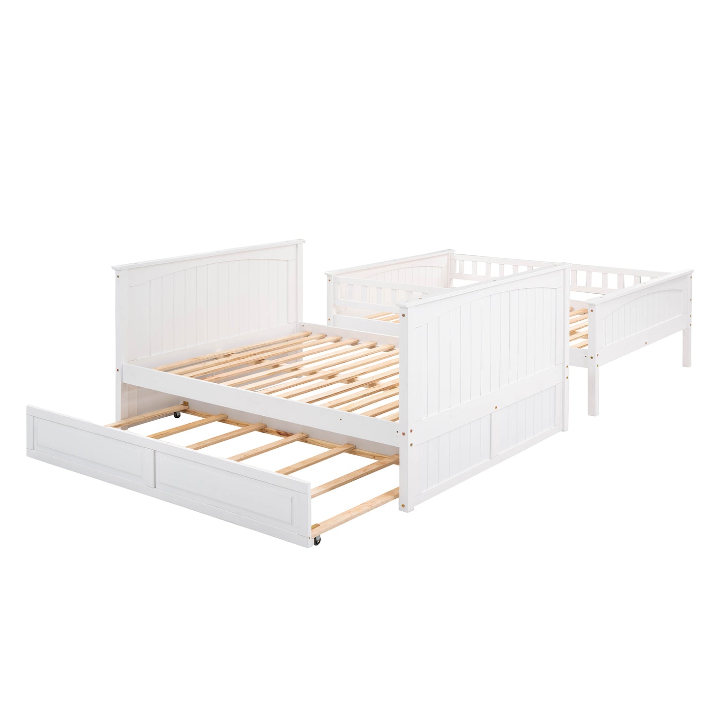 White Full Bunk Bed with Twin Trundle for Maximum Space Saving