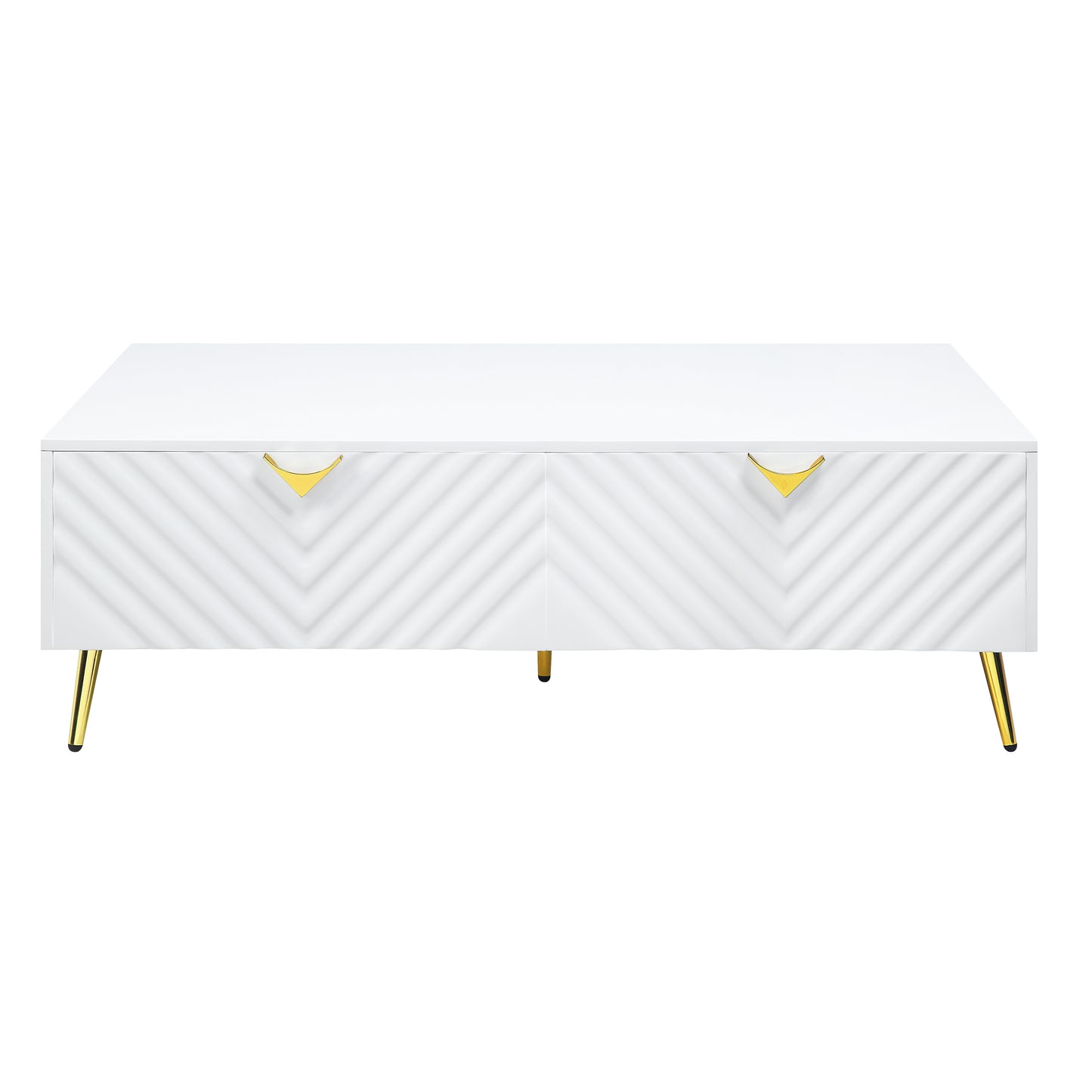 Gaines White High Gloss Coffee Table with Gold Accents