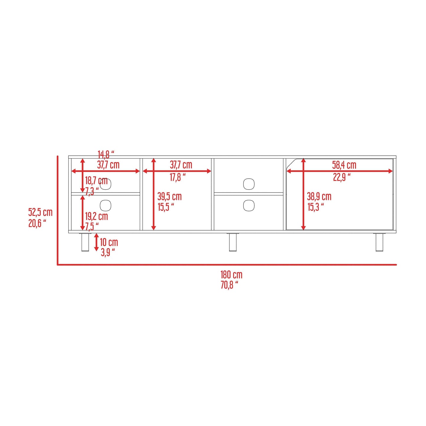 Modern TV Stand with Generous Storage Space and Cable Management