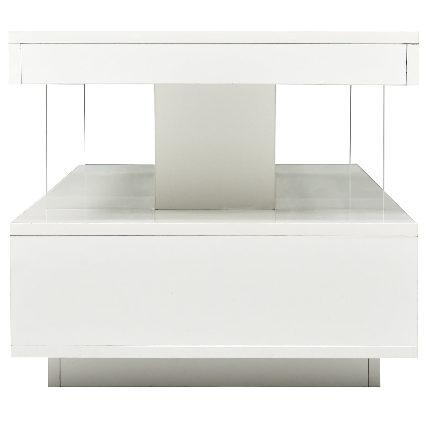 Modern LED Coffee Table with Storage Drawers and Display Shelves, Accent Furniture with Multicolor LED Lights