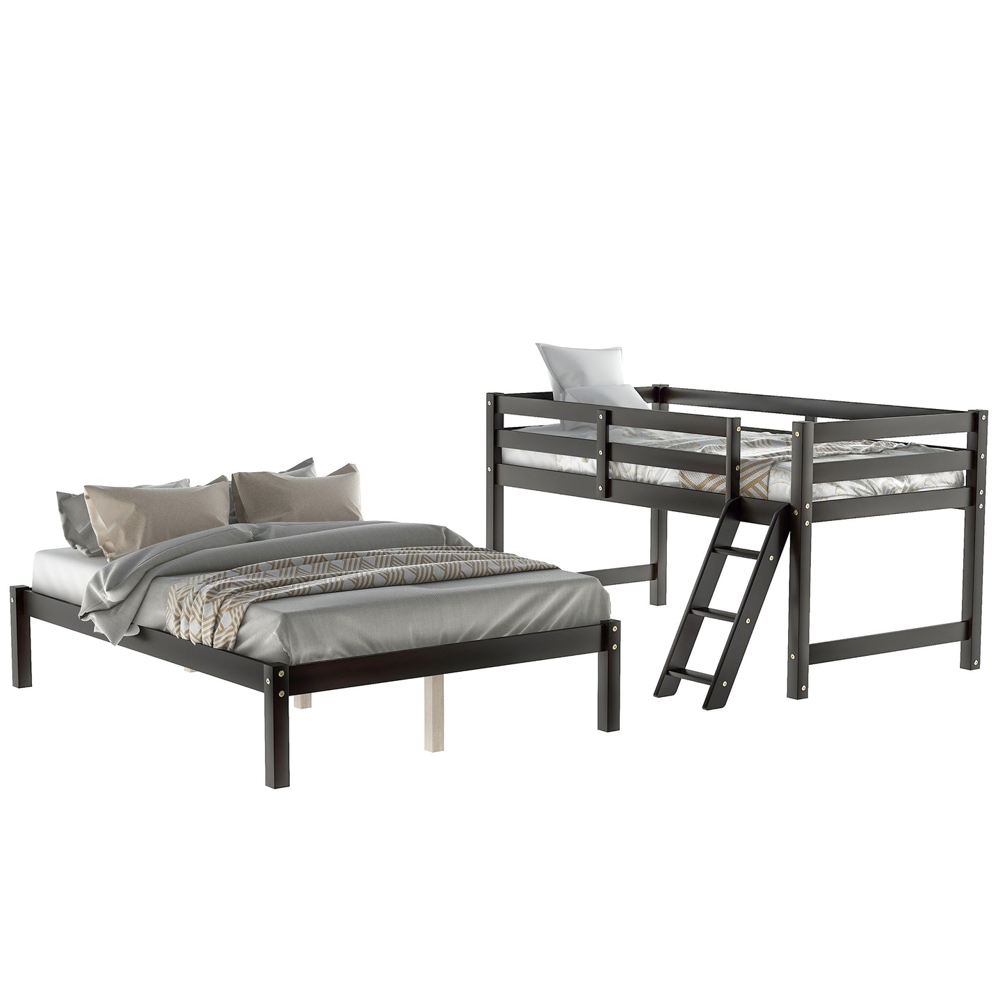 Elegant Twin Full Espresso Bunk Bed with Maximized Space