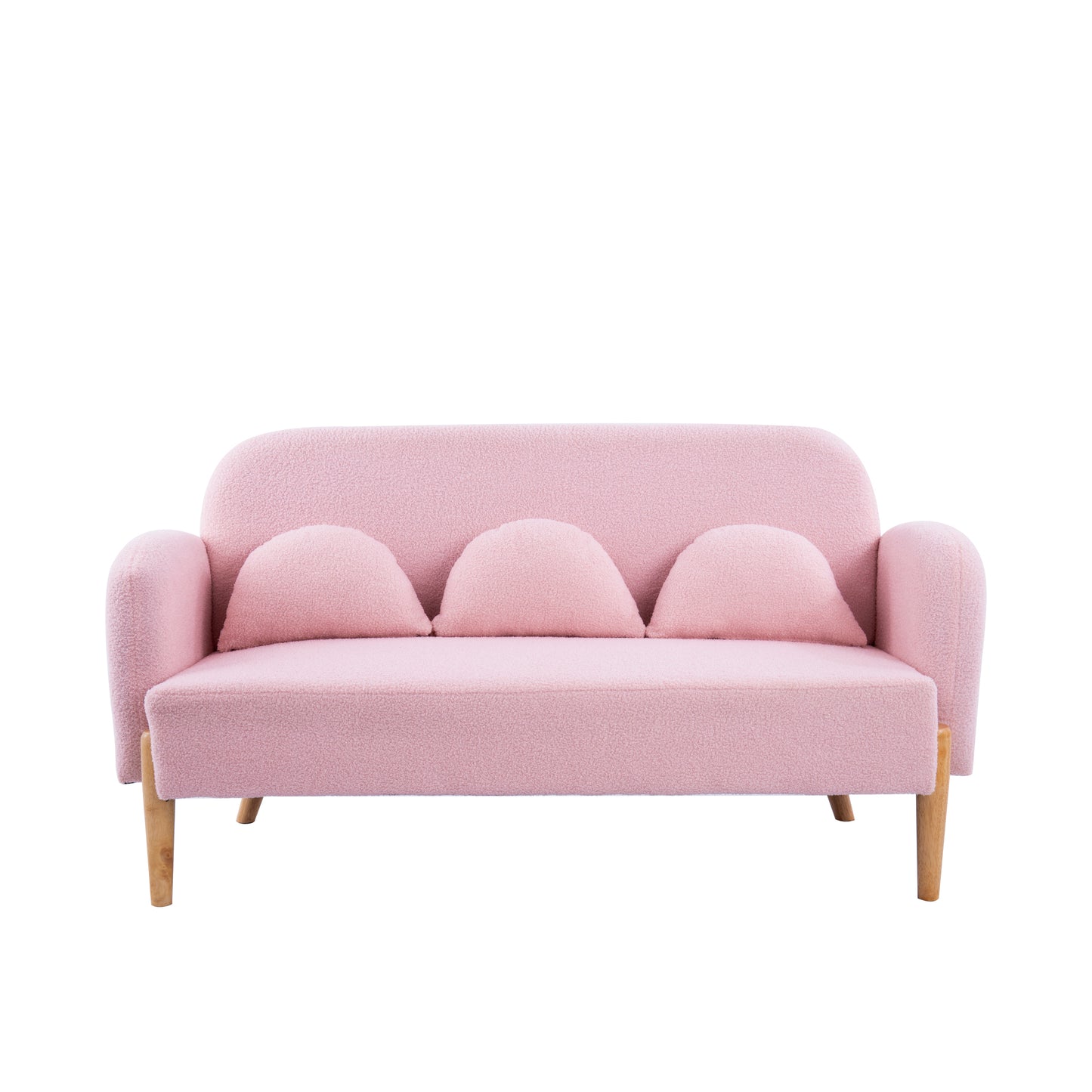 59.1 Pink Teddy Velvet Two-Seater Sofa with Three Lumbar Pillows