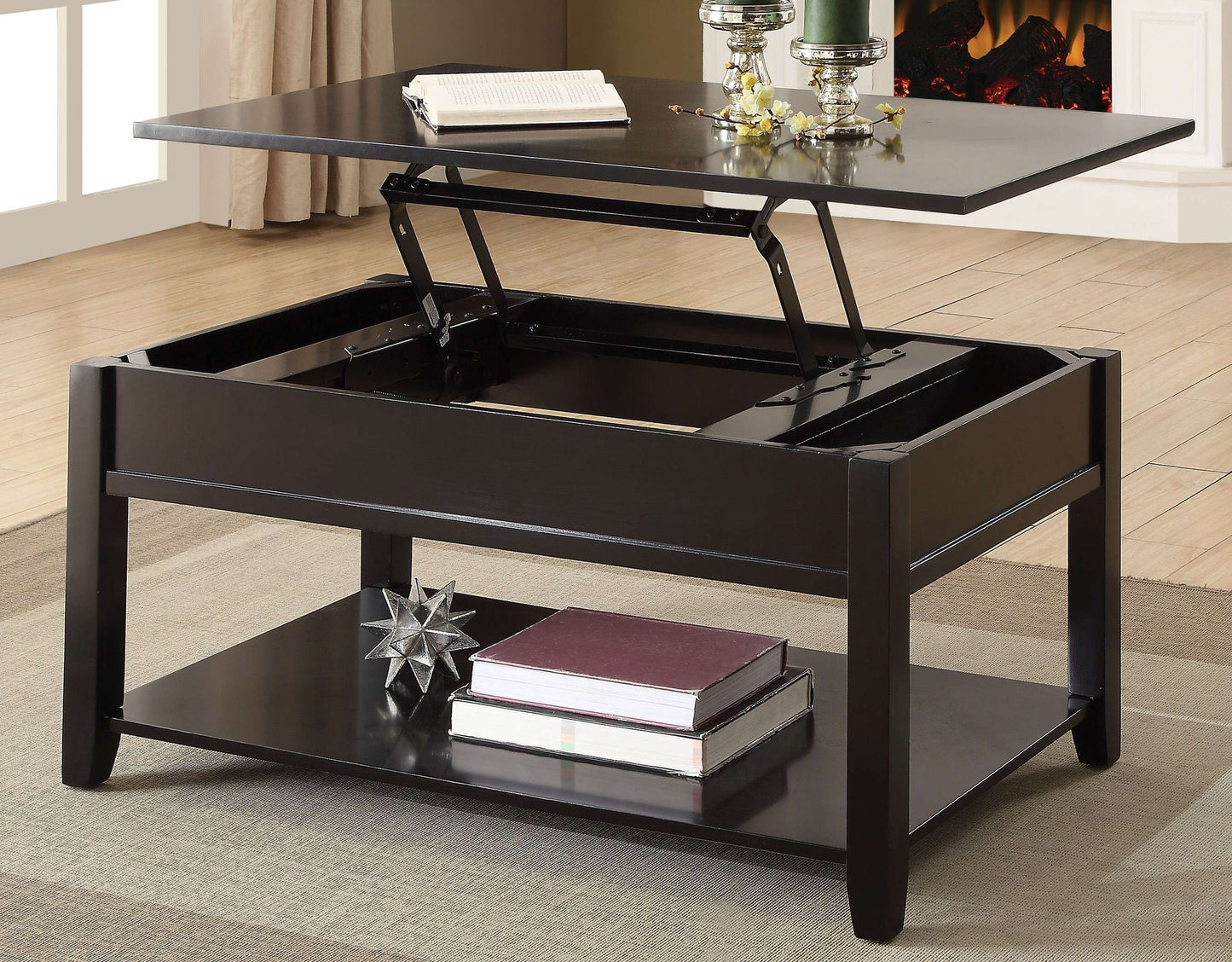 Black Malachi Coffee Table with Lift Top - Modern Furniture 82950