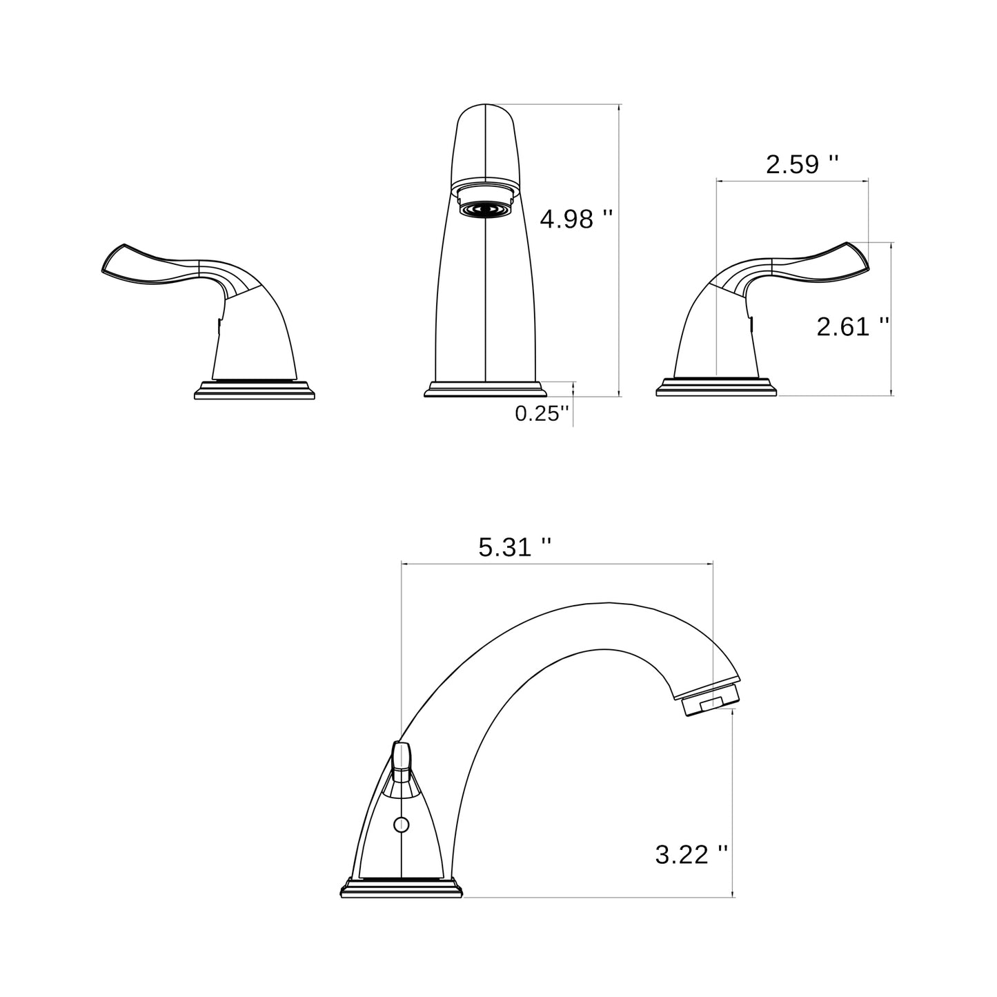 Elegant Brushed Golden Bathroom Sink Faucet with 3 Holes and 2 Handles