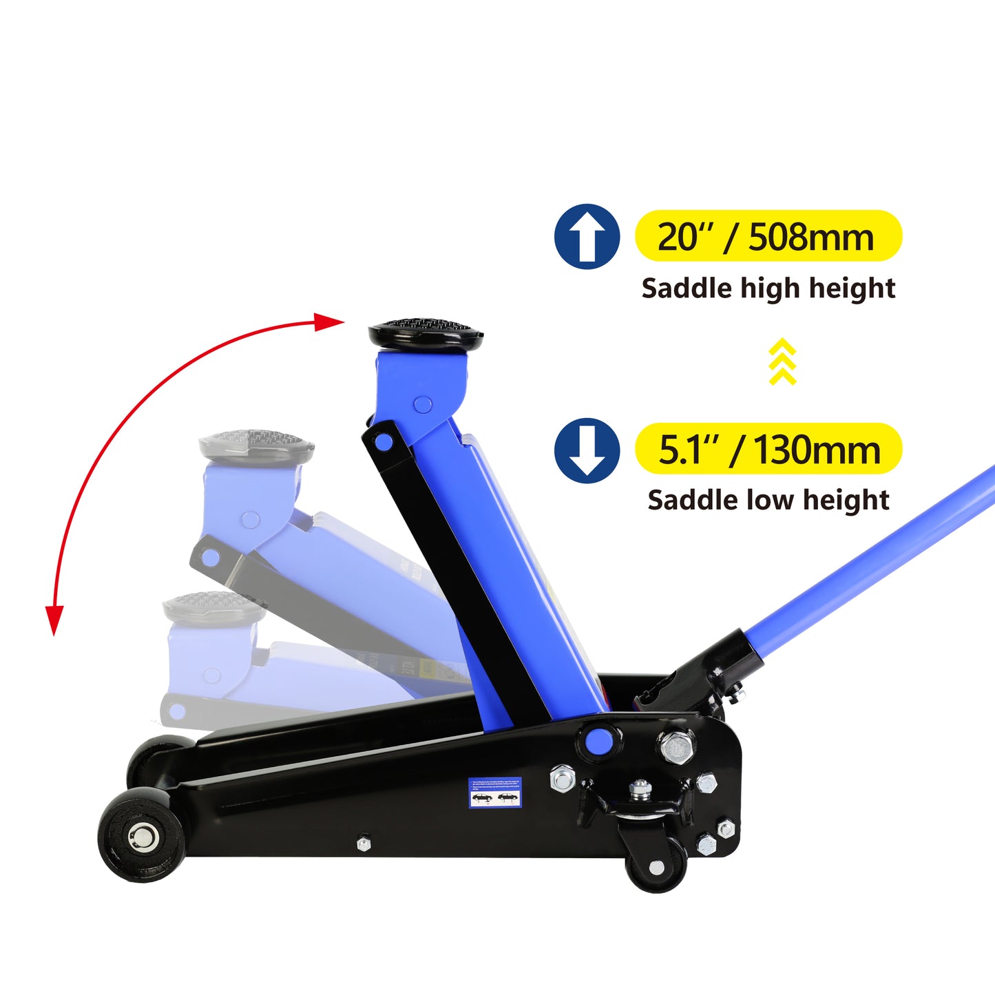 3-Ton Hydraulic Low Profile Racing Floor Jack with Quick Piston Lift - Blue