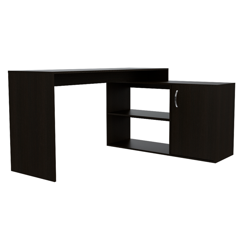 Contemporary Z-Style Black L-Shaped Computer Desk with Storage Options