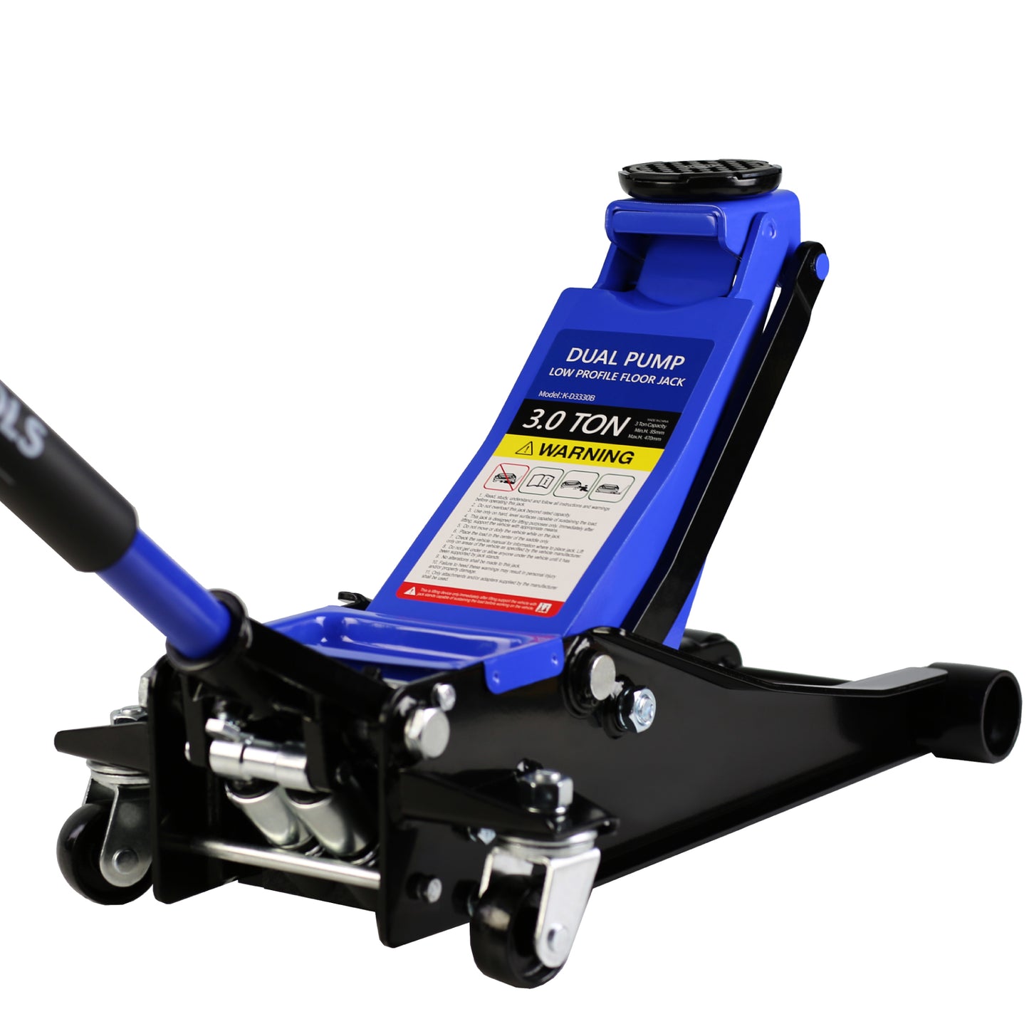 Hydraulic Racing Floor Jack 3 Ton (6600 lb) Capacity, Dual Piston Pump, Blue, Lifting Range 3.3-18.5