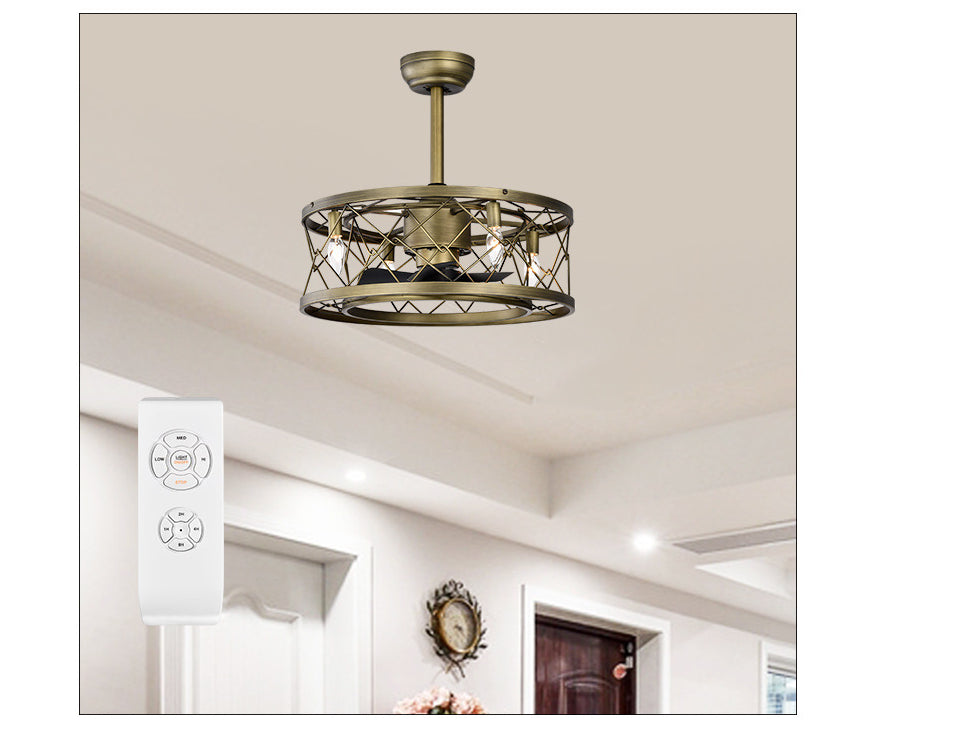 Enclosed Bladeless Ceiling Fan with Lights and Remote Control for Bedroom