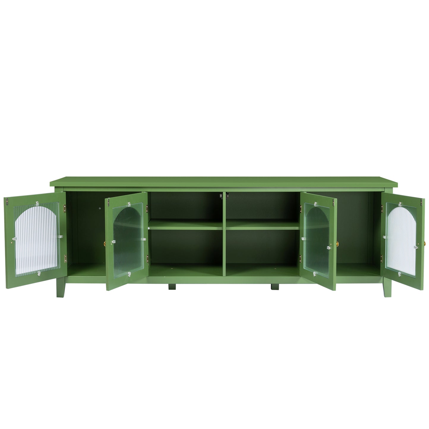 Stylish 71-Inch TV Cabinet with Rainbow Glass Doors and Retro Green Finish