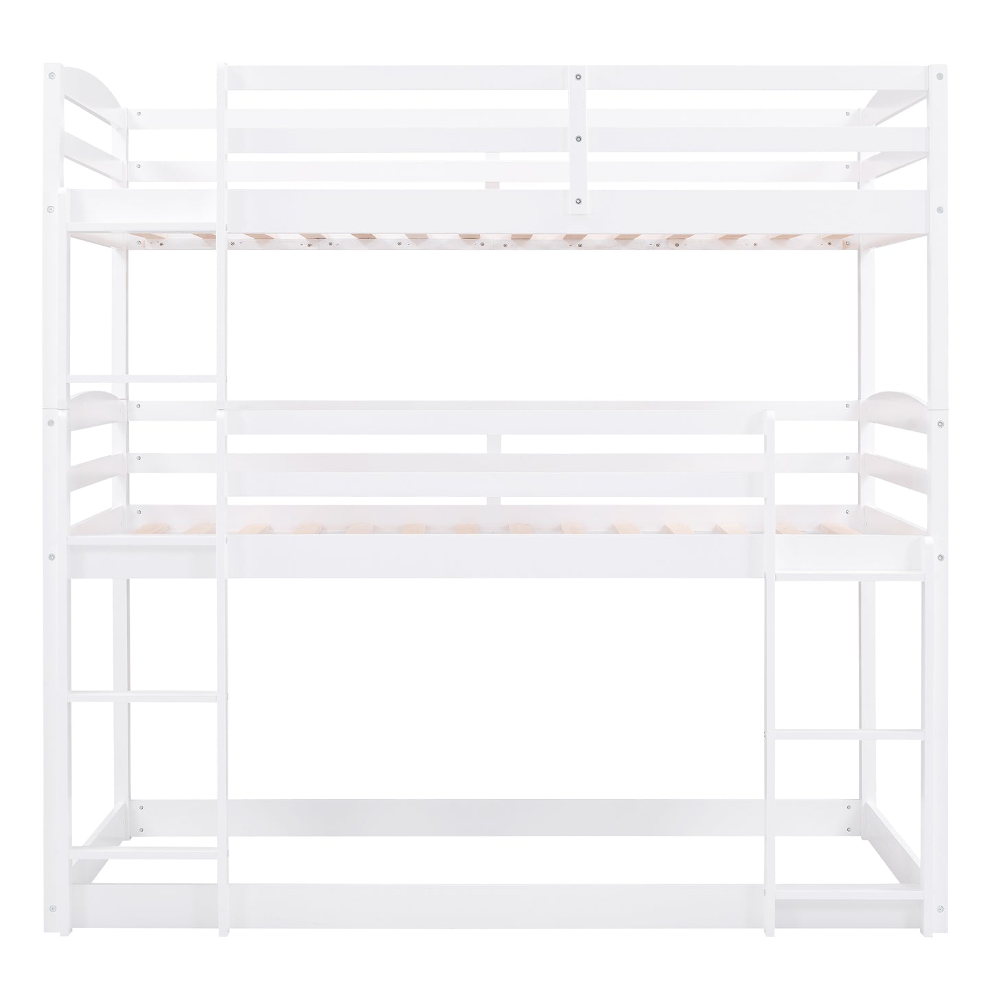 White Triple Bunk Bed with Three Twin Beds