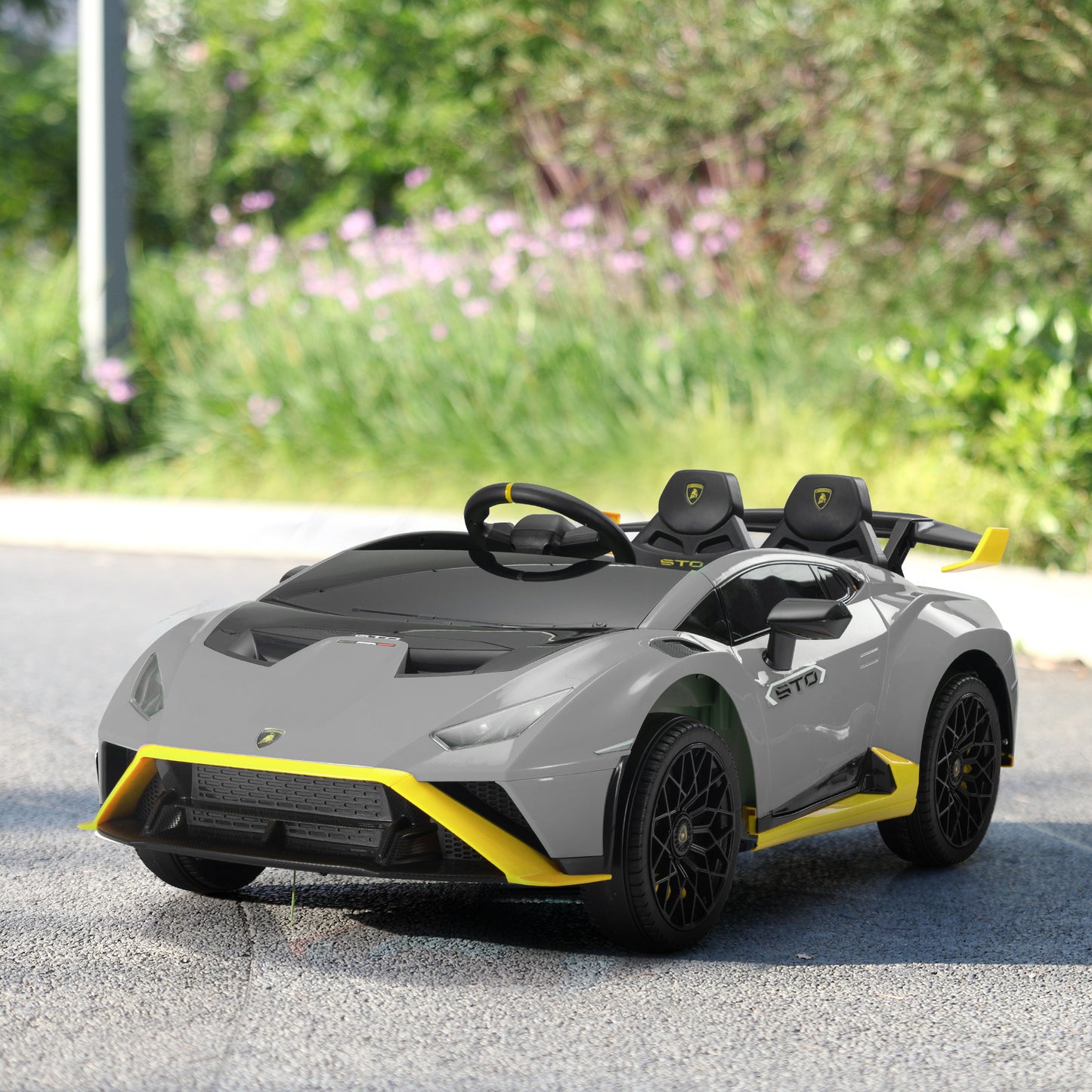 24V Battery Powered Ride On Car for Kids, Licensed Lamborghini, Remote Control Toy Vehicle with Music Player, LED Light, 2 Driving Modes