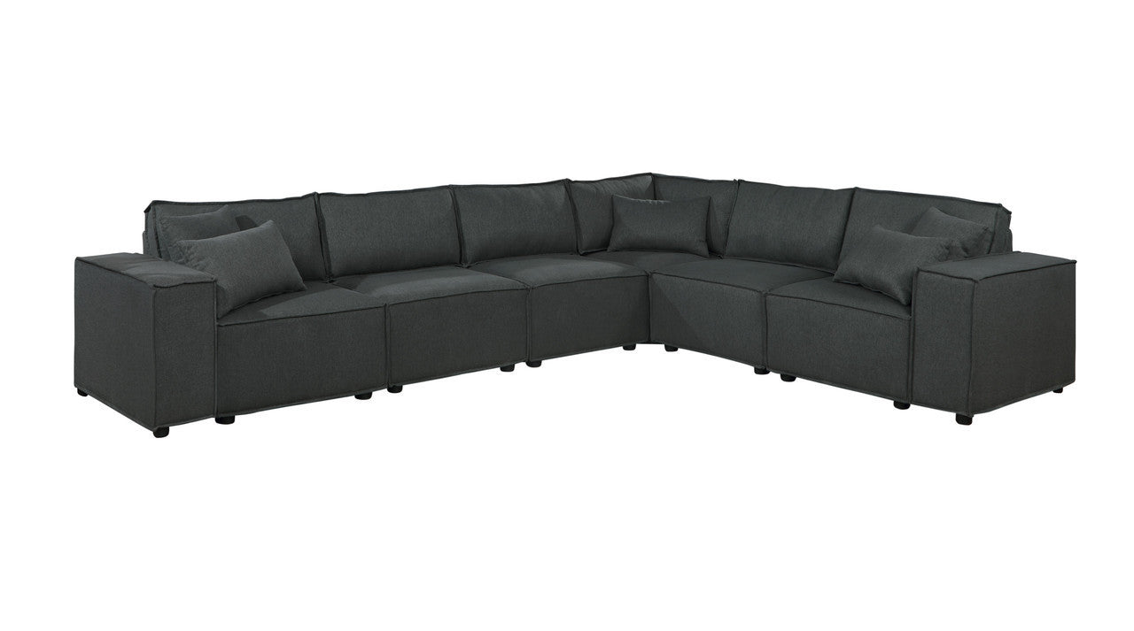 Janelle Dark Gray Linen Modular Sectional Sofa