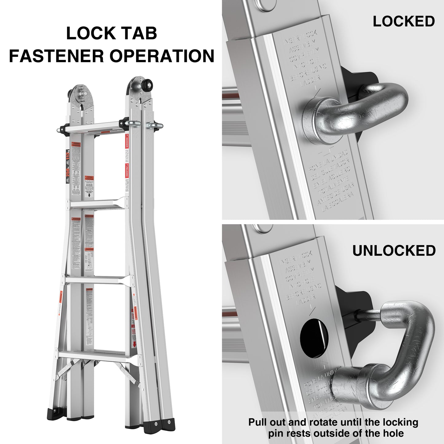 Multi position foldable engineering multifunctional aluminum alloy ladder A-type ladder straight ladder 17ft for home