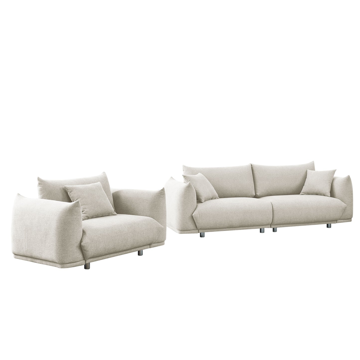 Modern 4-Piece Sofa Set with Solid Wood Frame and Metal Legs