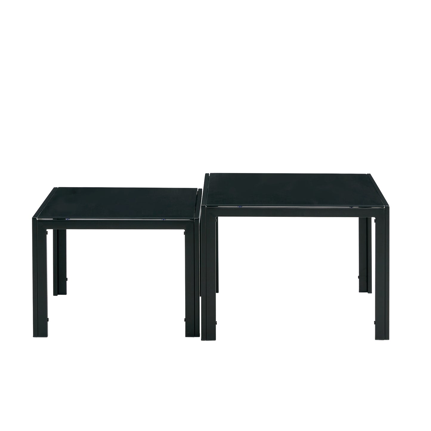 Black Nesting Coffee Table Set with Tempered Glass Finish for Modern Living Rooms